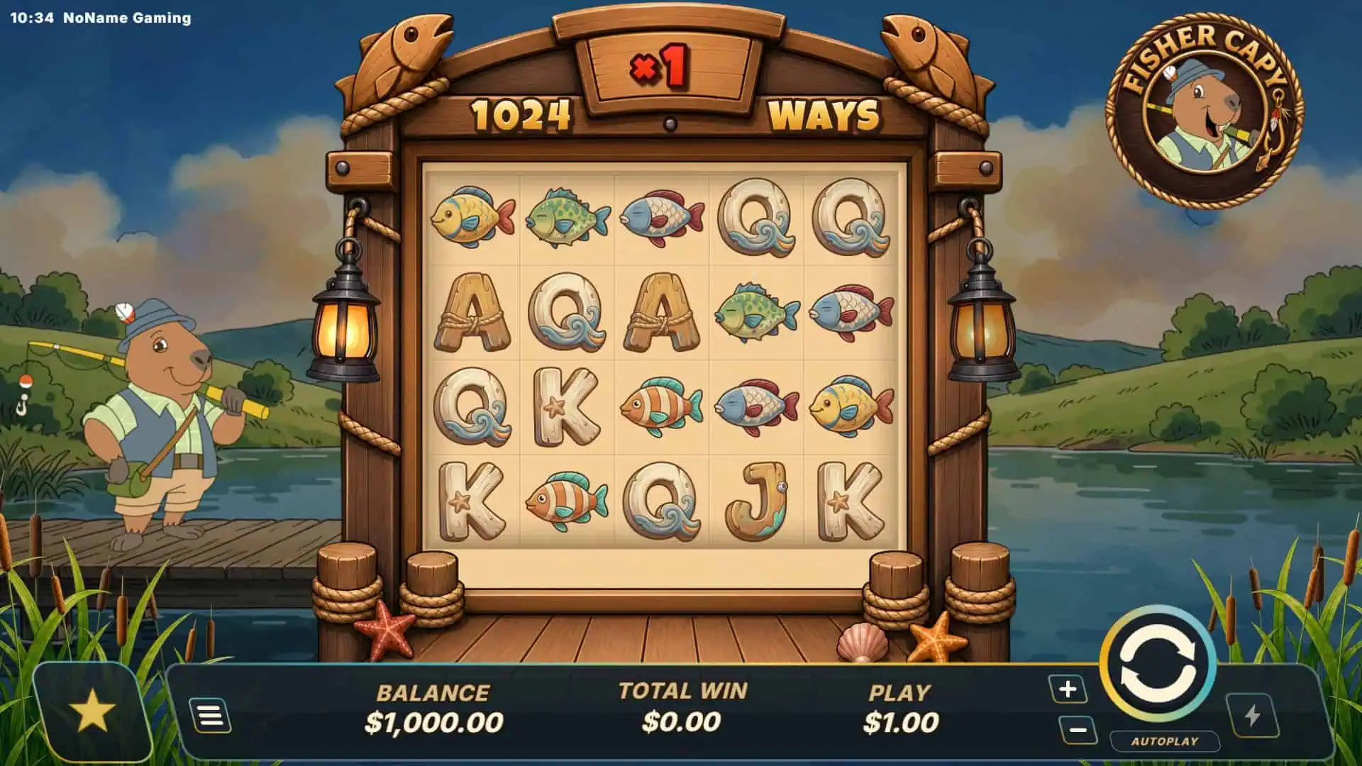 Fisher Capy slot gameplay reels