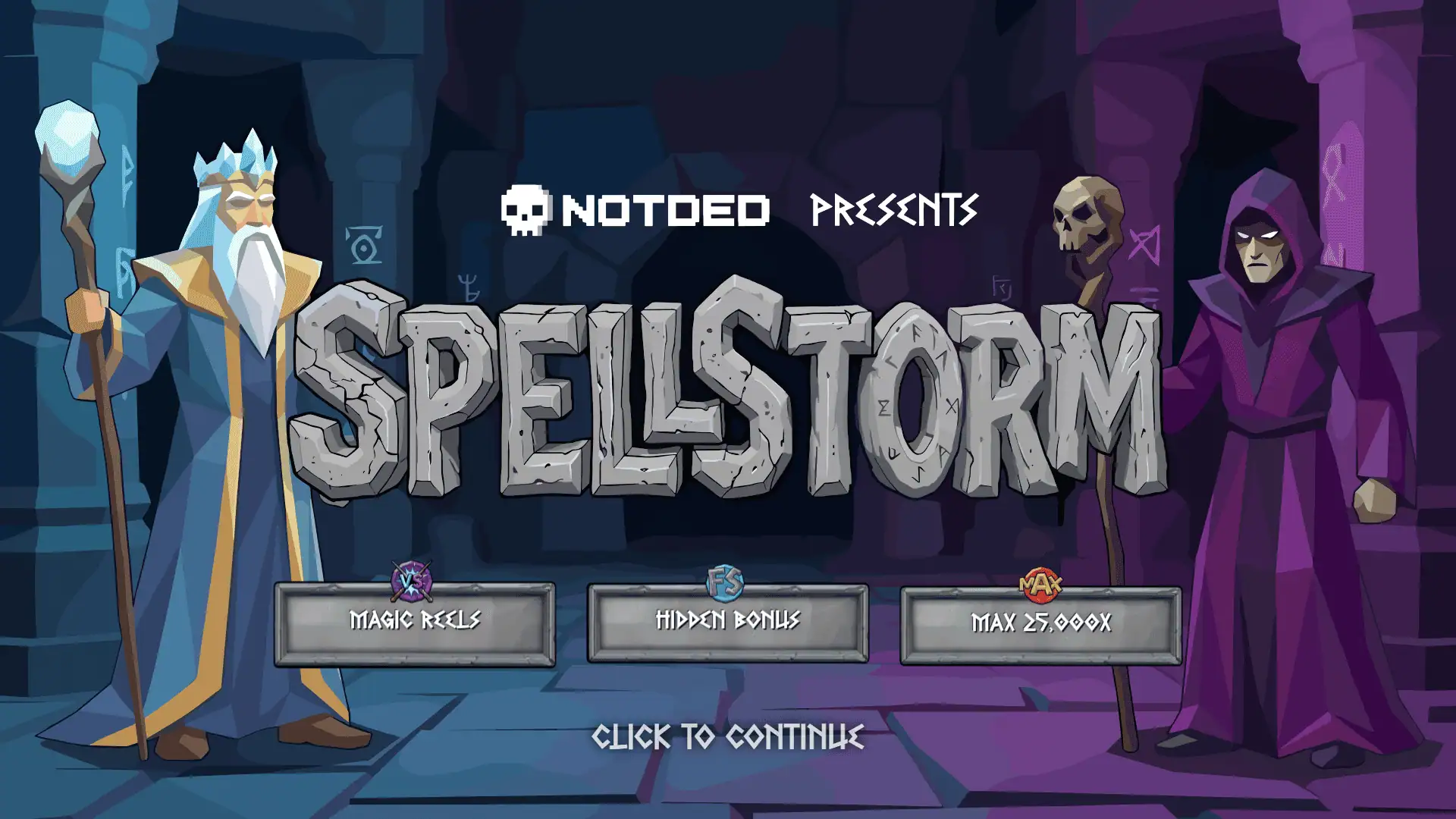 SpellStorm slot intro screen