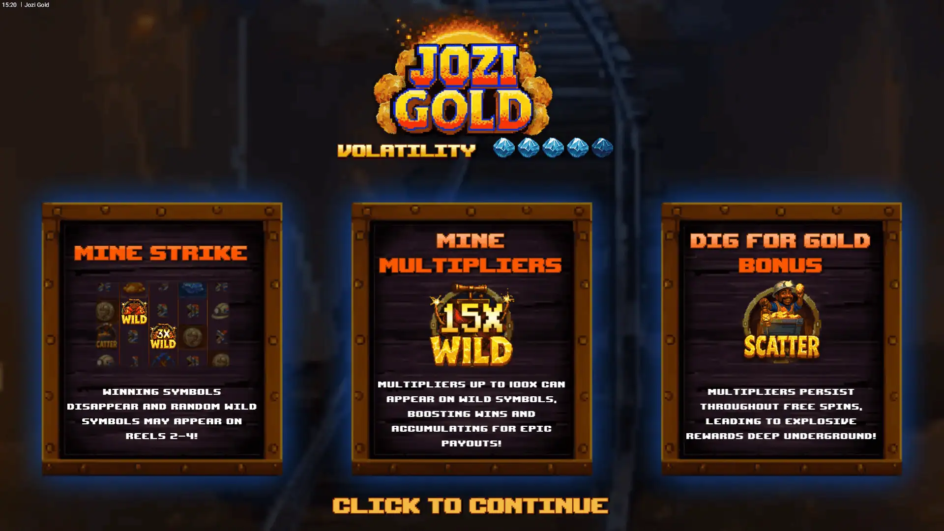 Jozi Gold slot intro screen