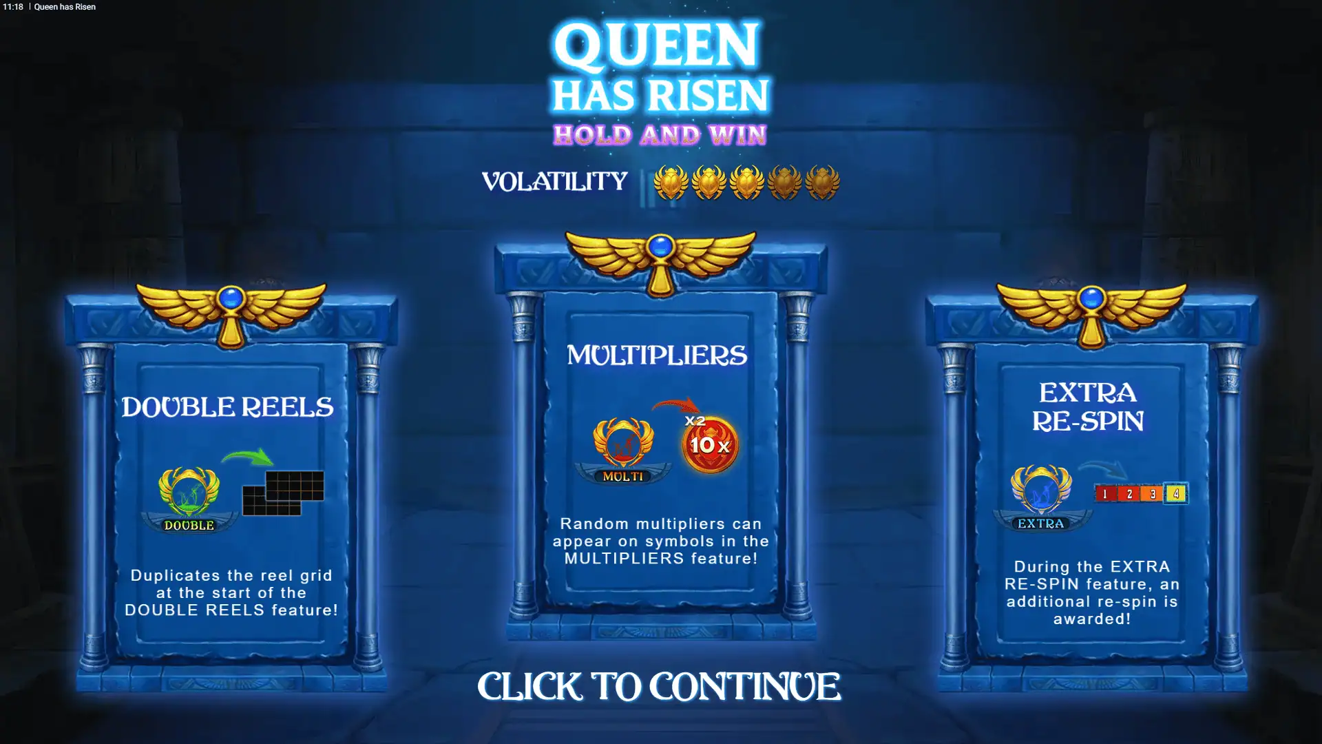 Queen has Risen slot intro screen