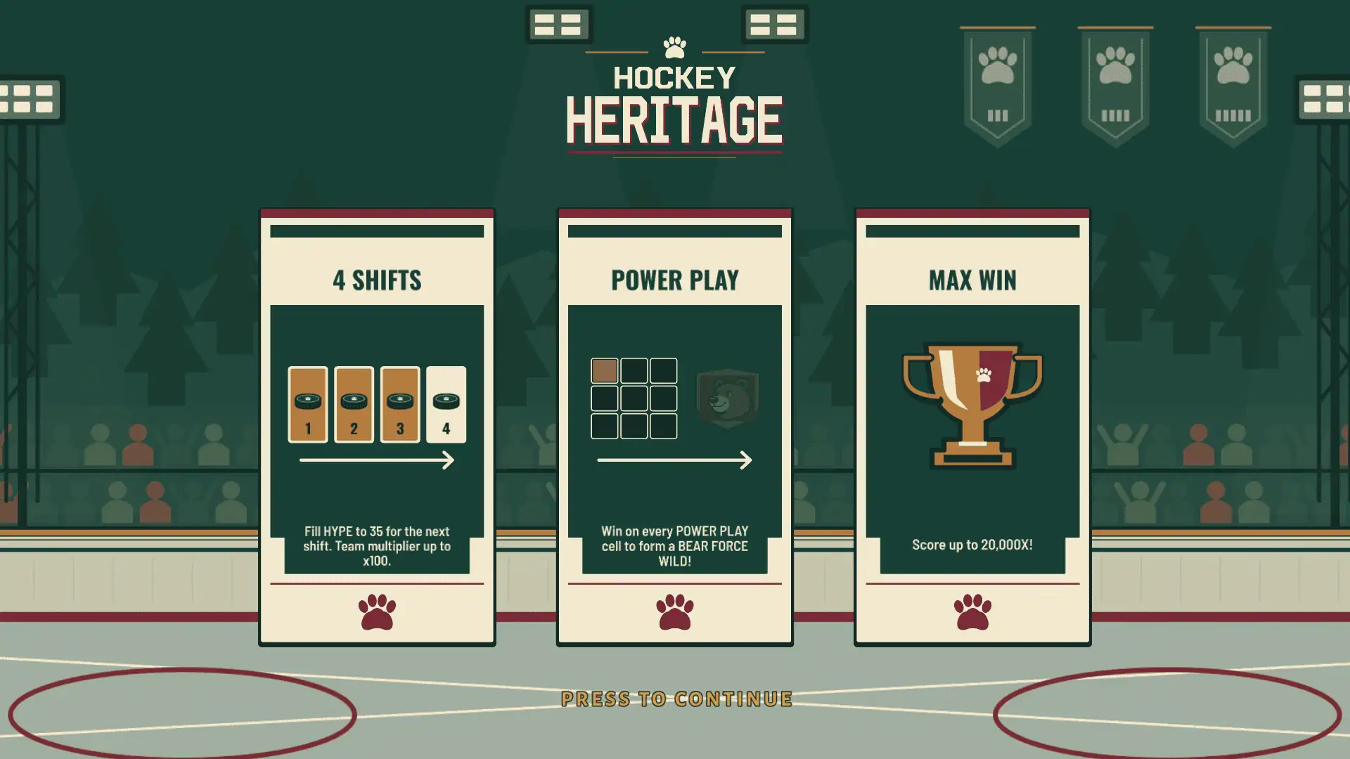 Hockey Heritage slot intro screen