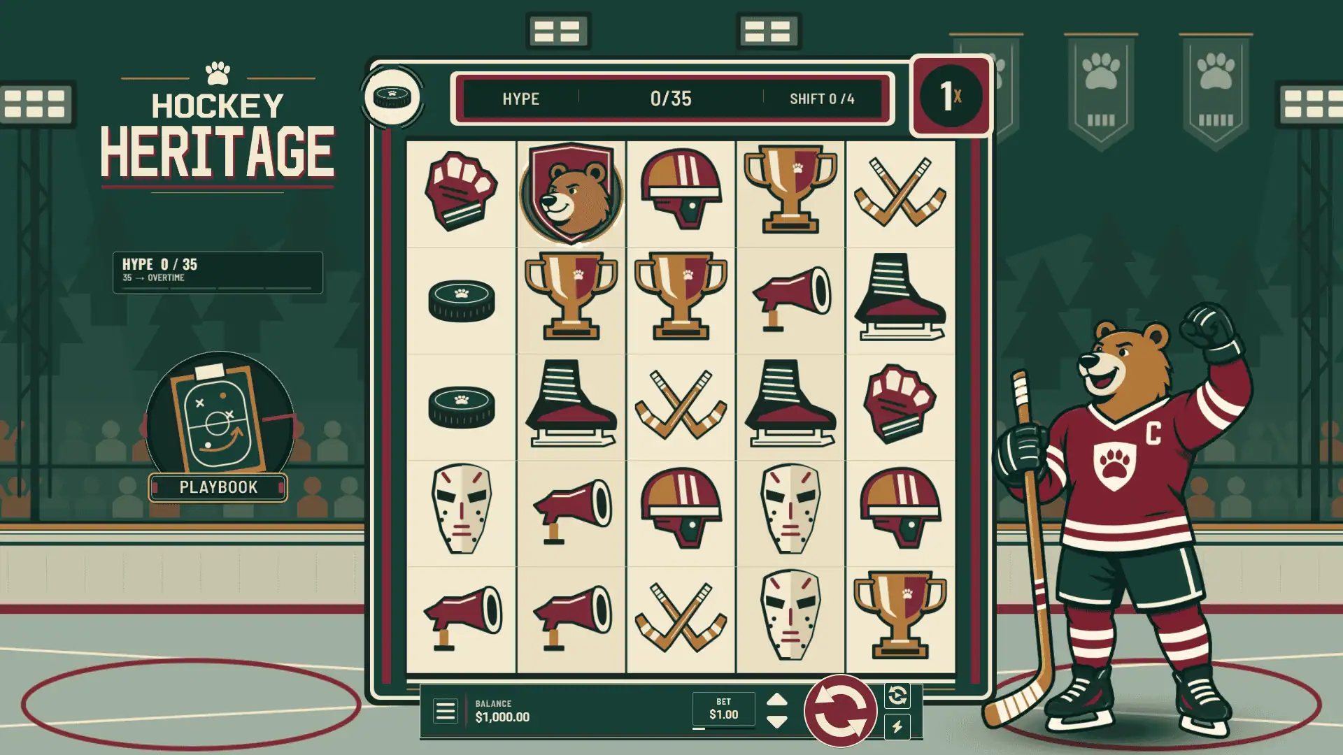Hockey Heritage slot gameplay reels