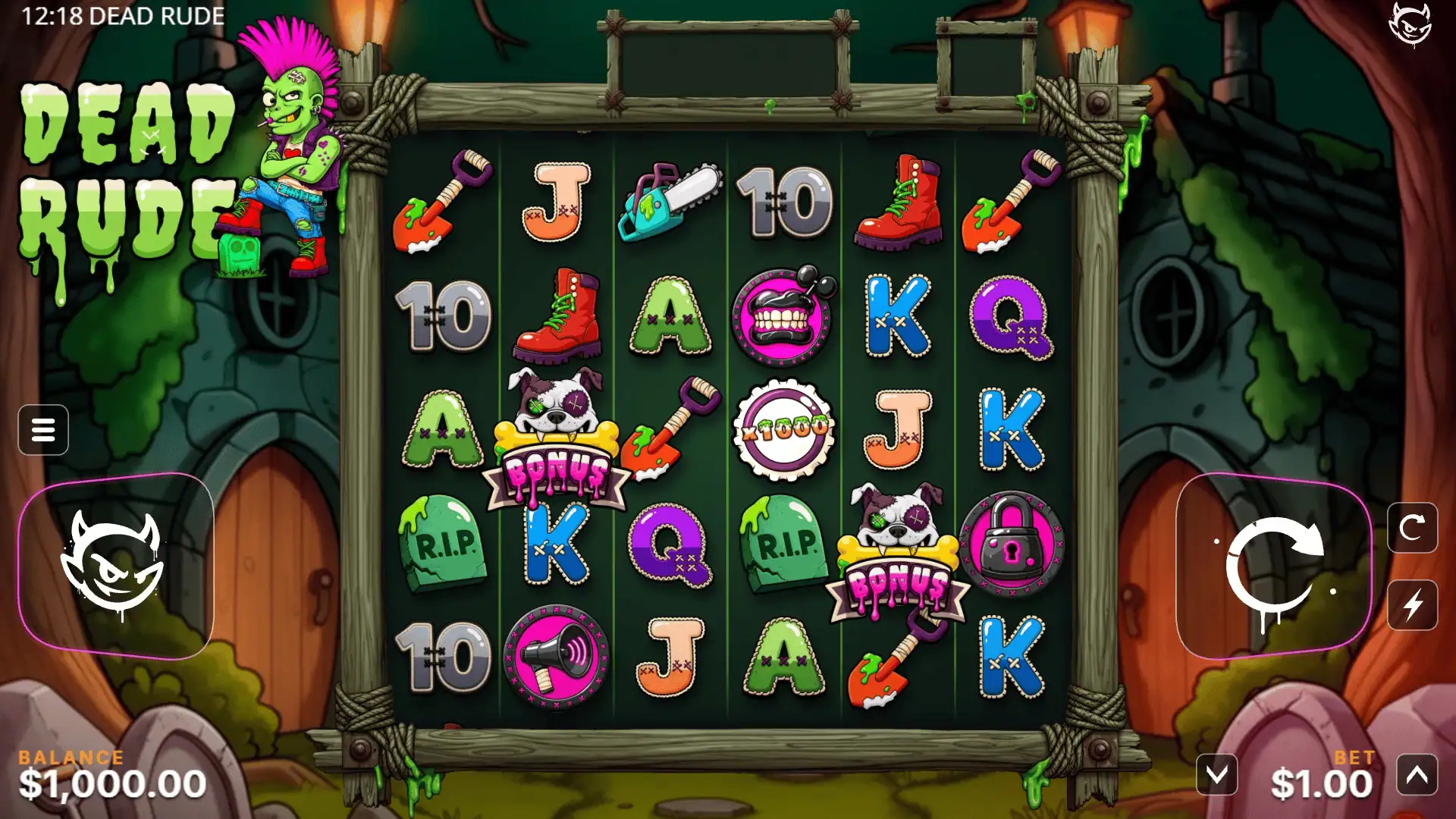 Dead Rude slot gameplay reels