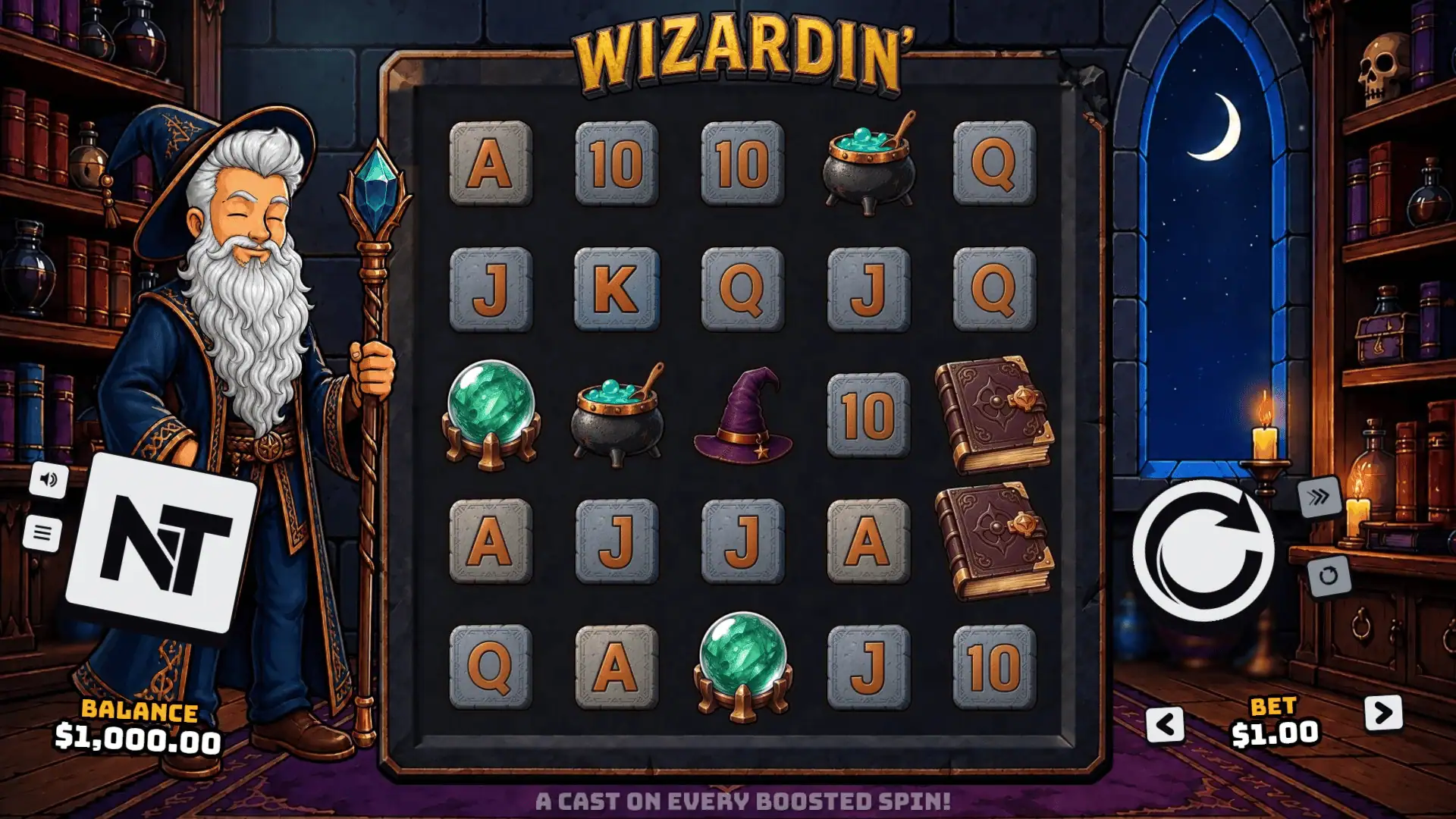 Wizardin' slot gameplay reels