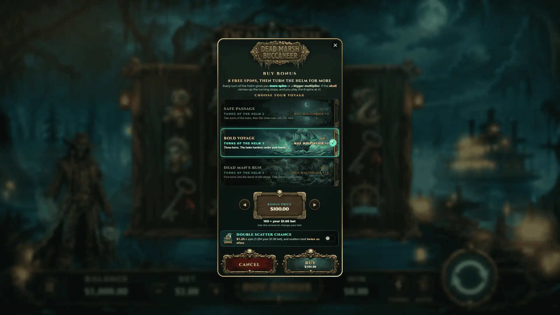 Dead Marsh Buccaneer bonus buy menu