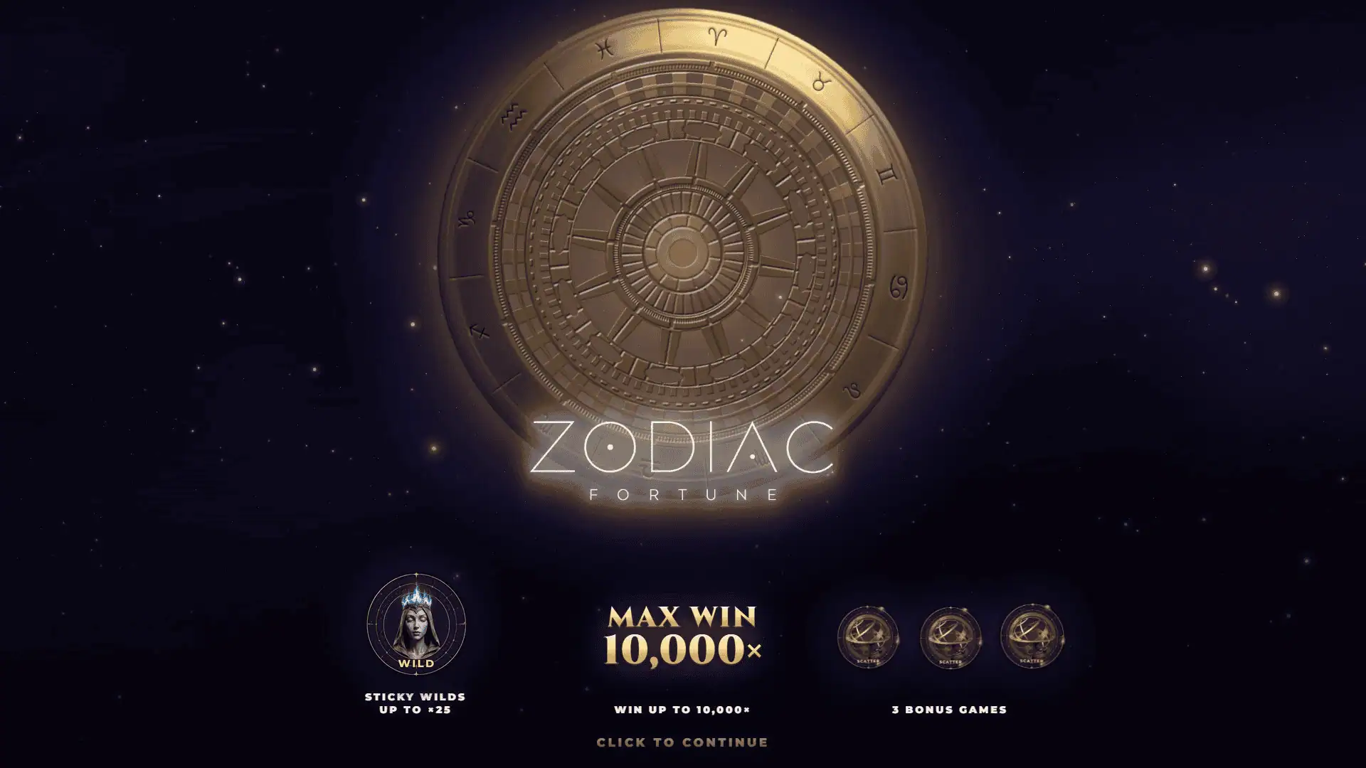 Zodiac Fortune slot intro screen