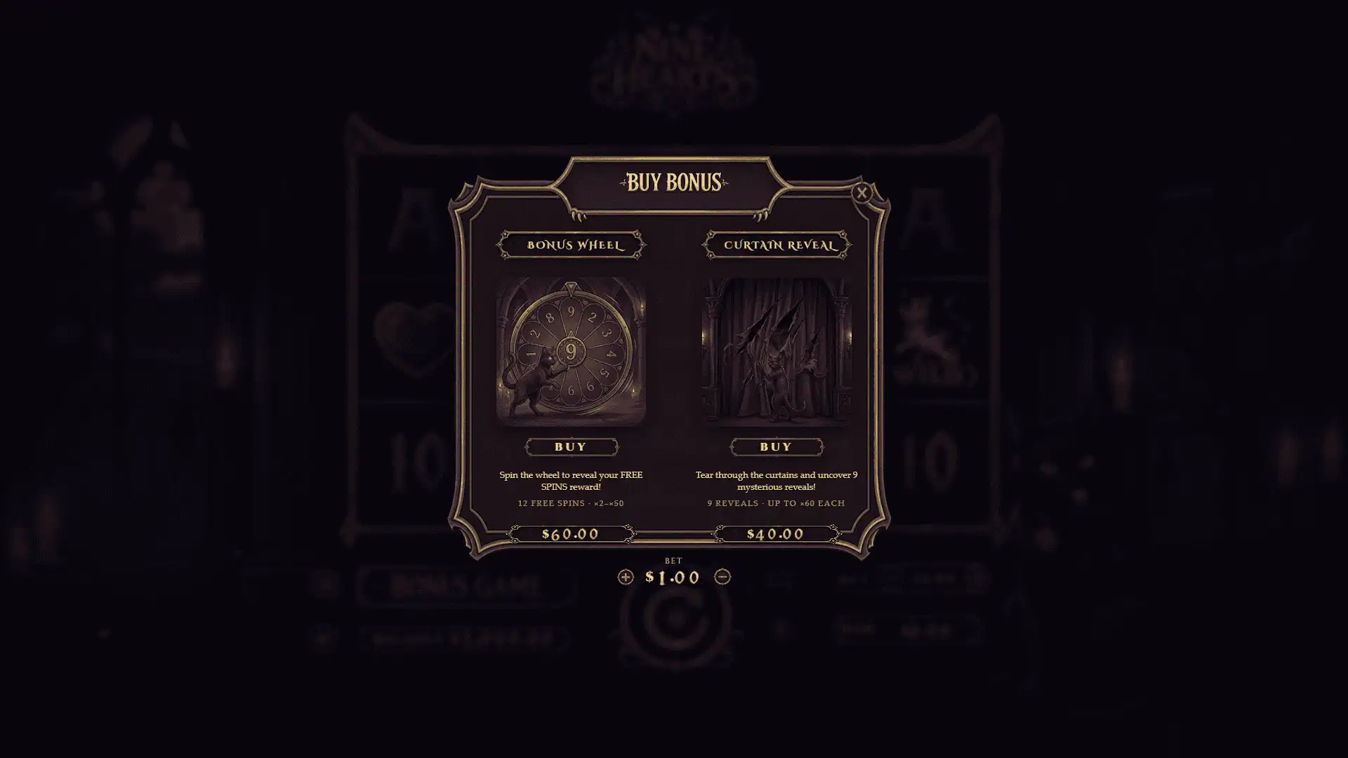 Nine Hearts bonus buy menu