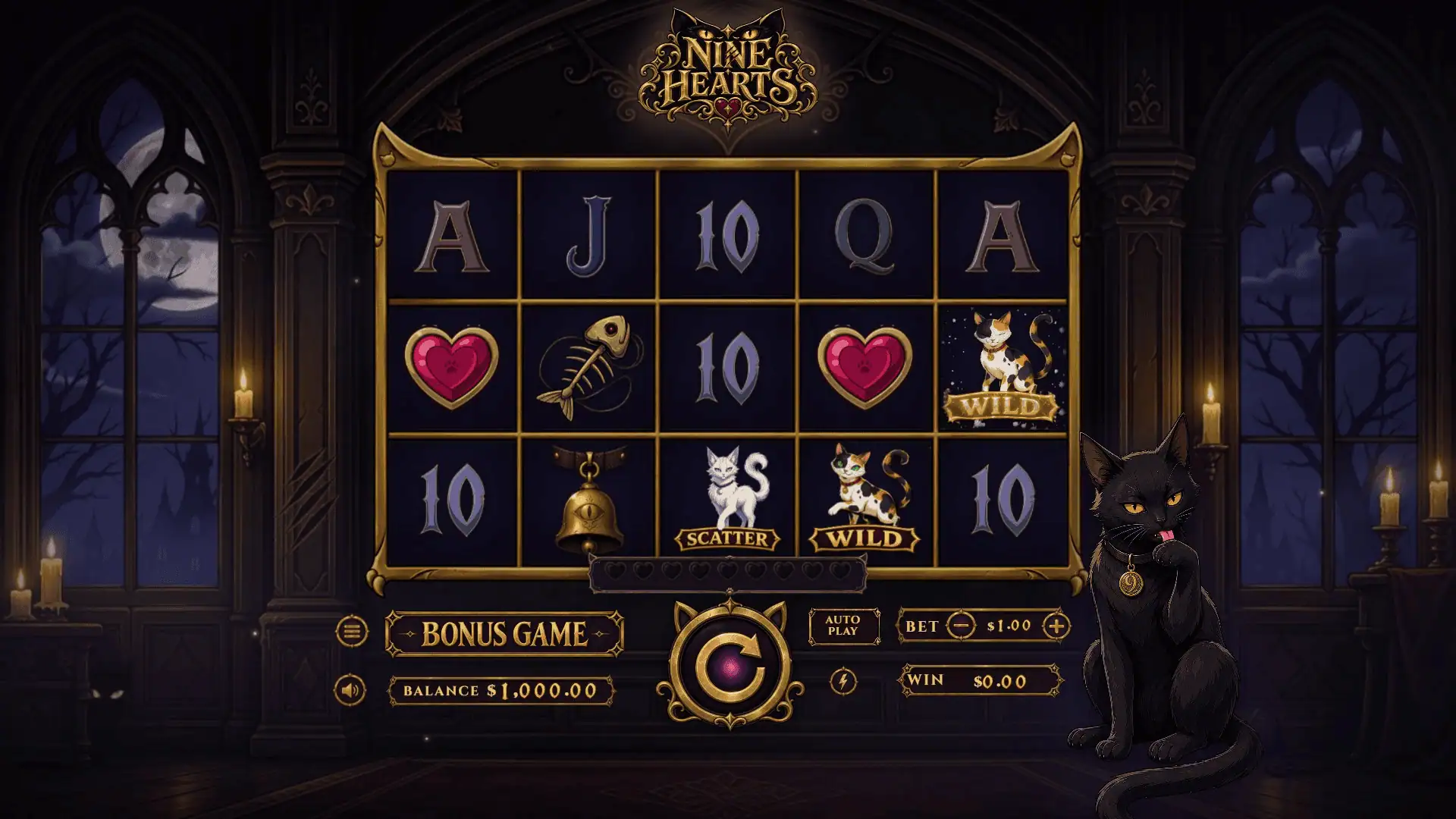 Nine Hearts slot gameplay reels