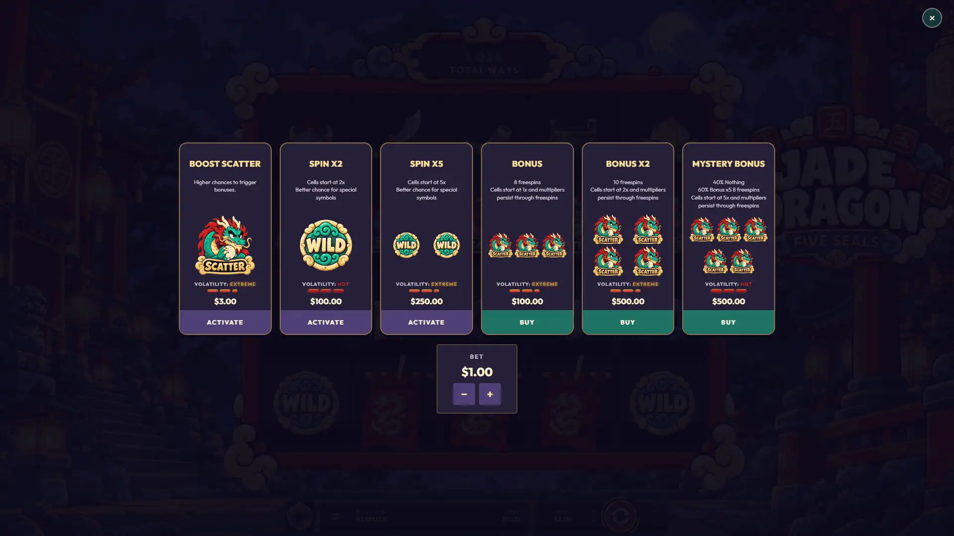 Jade Dragon bonus buy menu