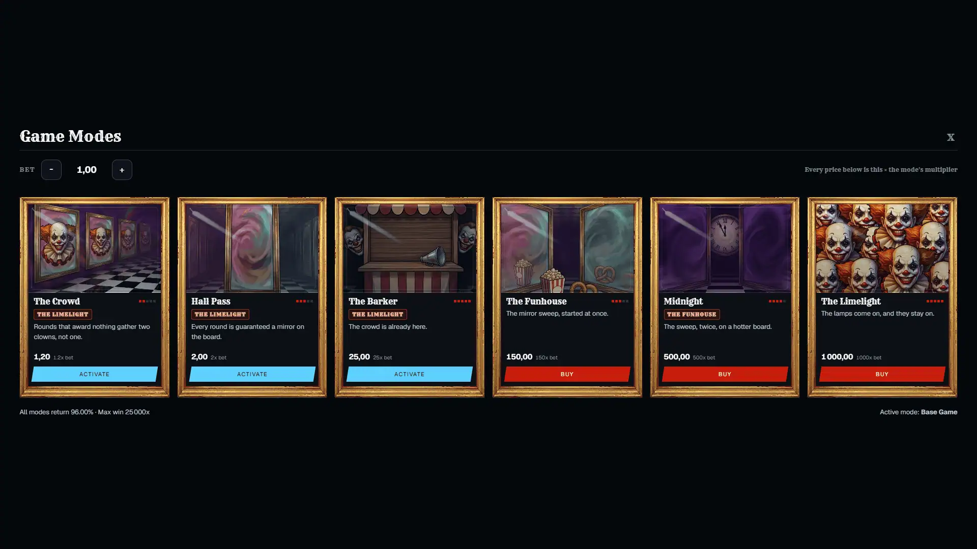 Midway bonus buy menu