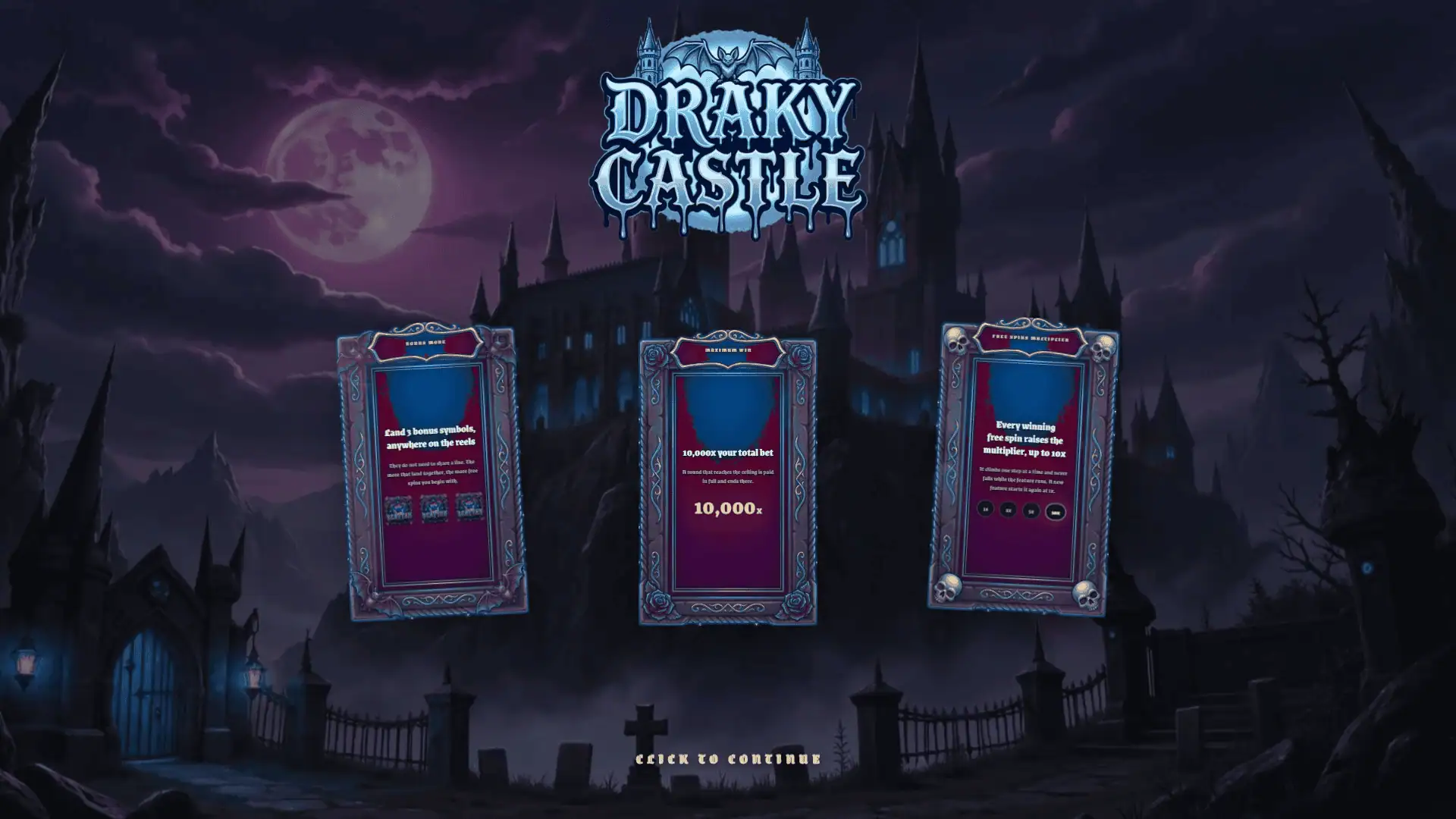 Draky Castle slot intro screen