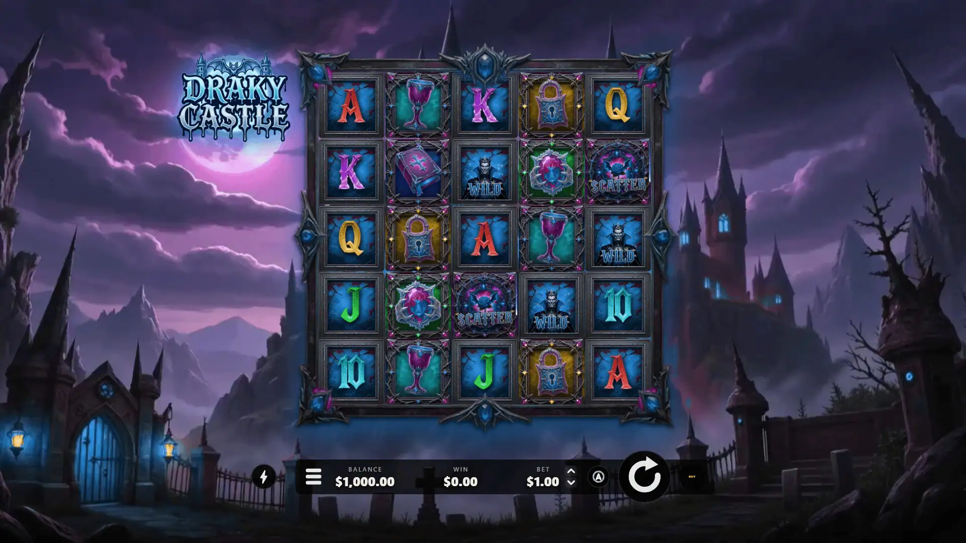 Draky Castle slot gameplay reels