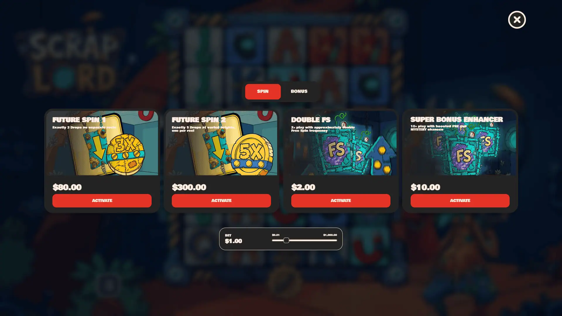 Scrap Lord bonus buy menu