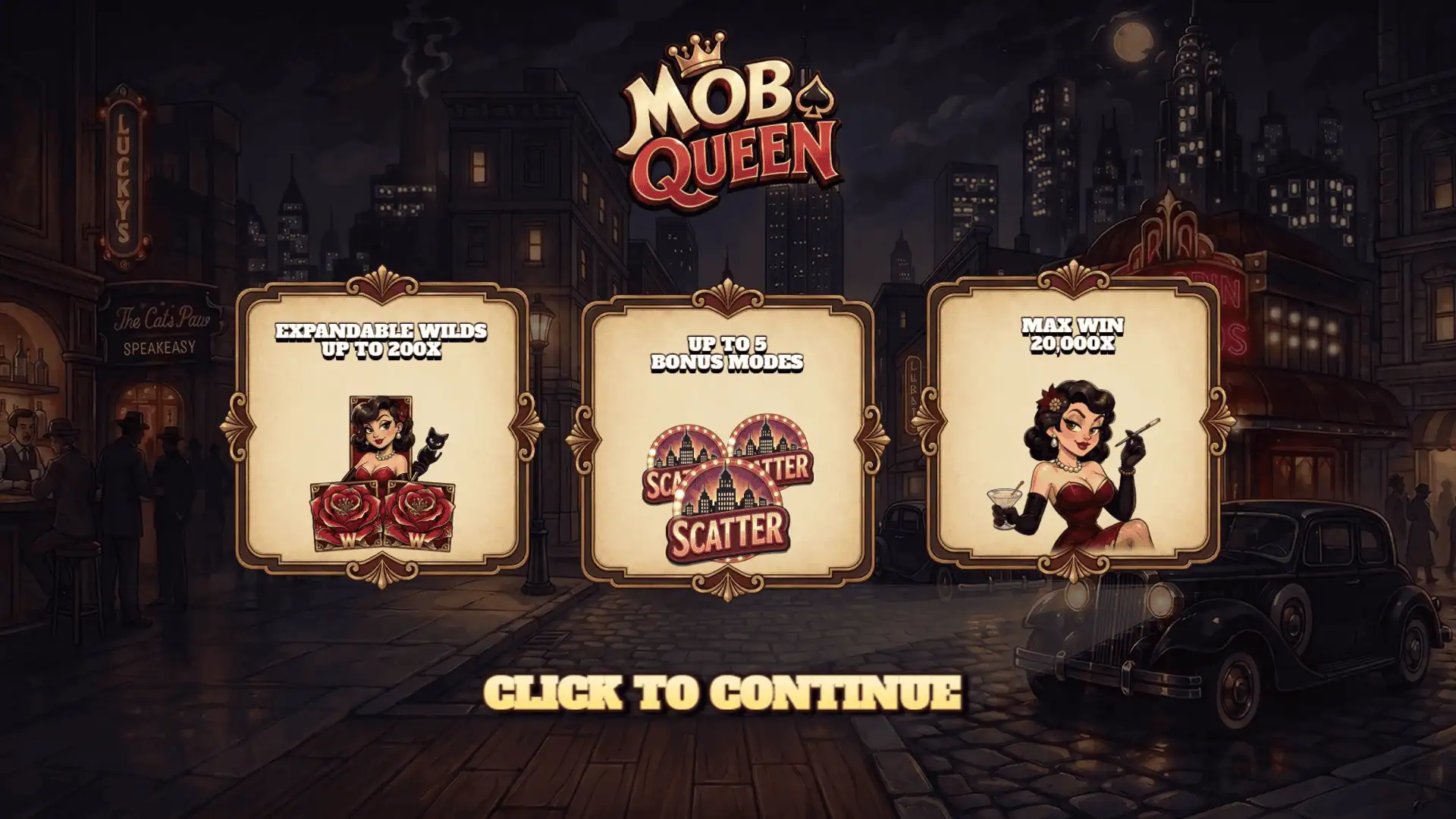 Mob Queen slot intro screen