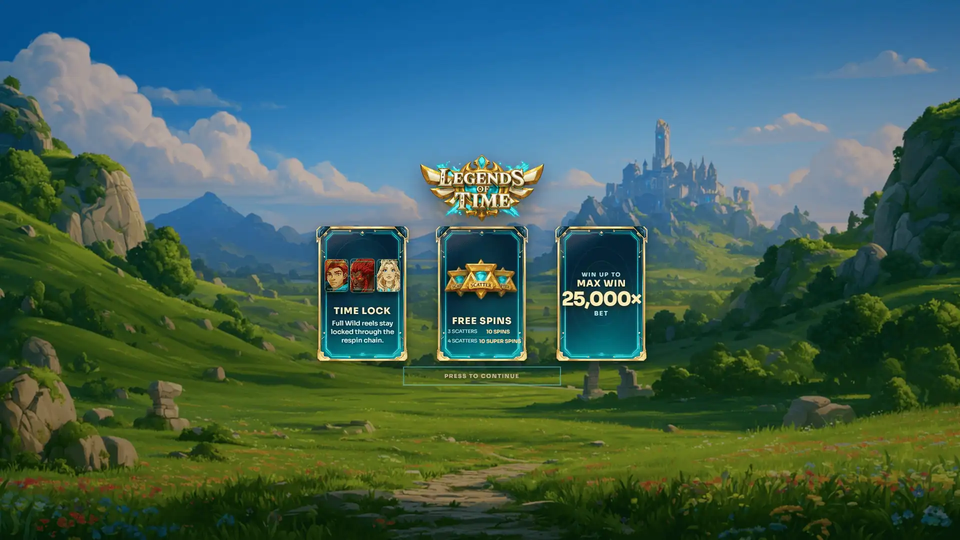 Legends Of Time slot intro screen