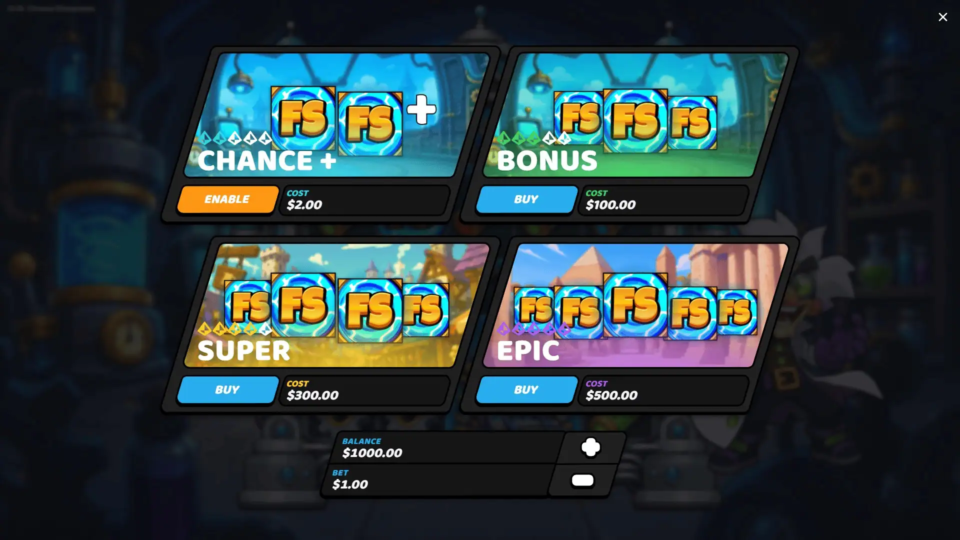Chrono Dimension bonus buy menu