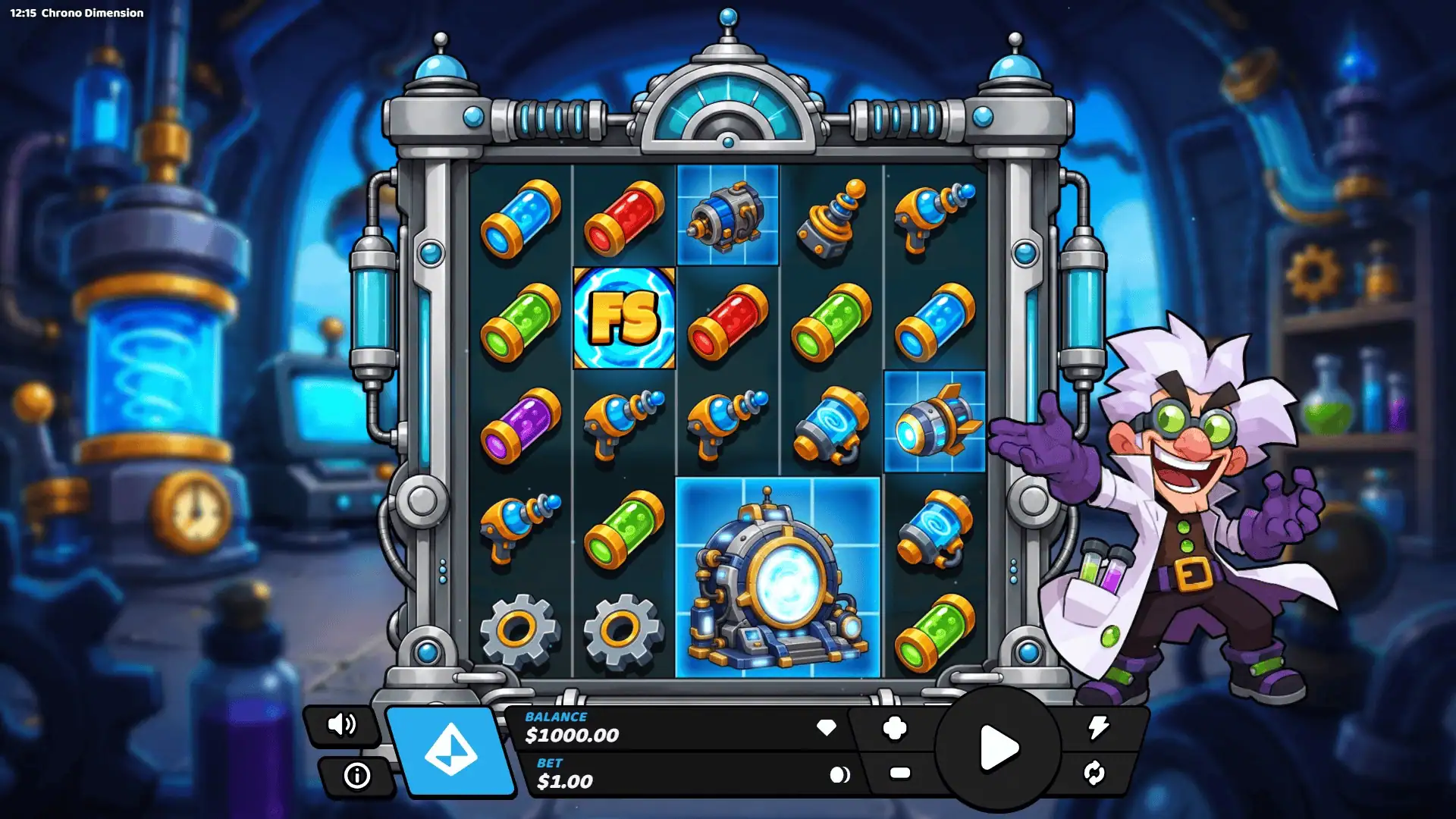 Chrono Dimension slot gameplay reels