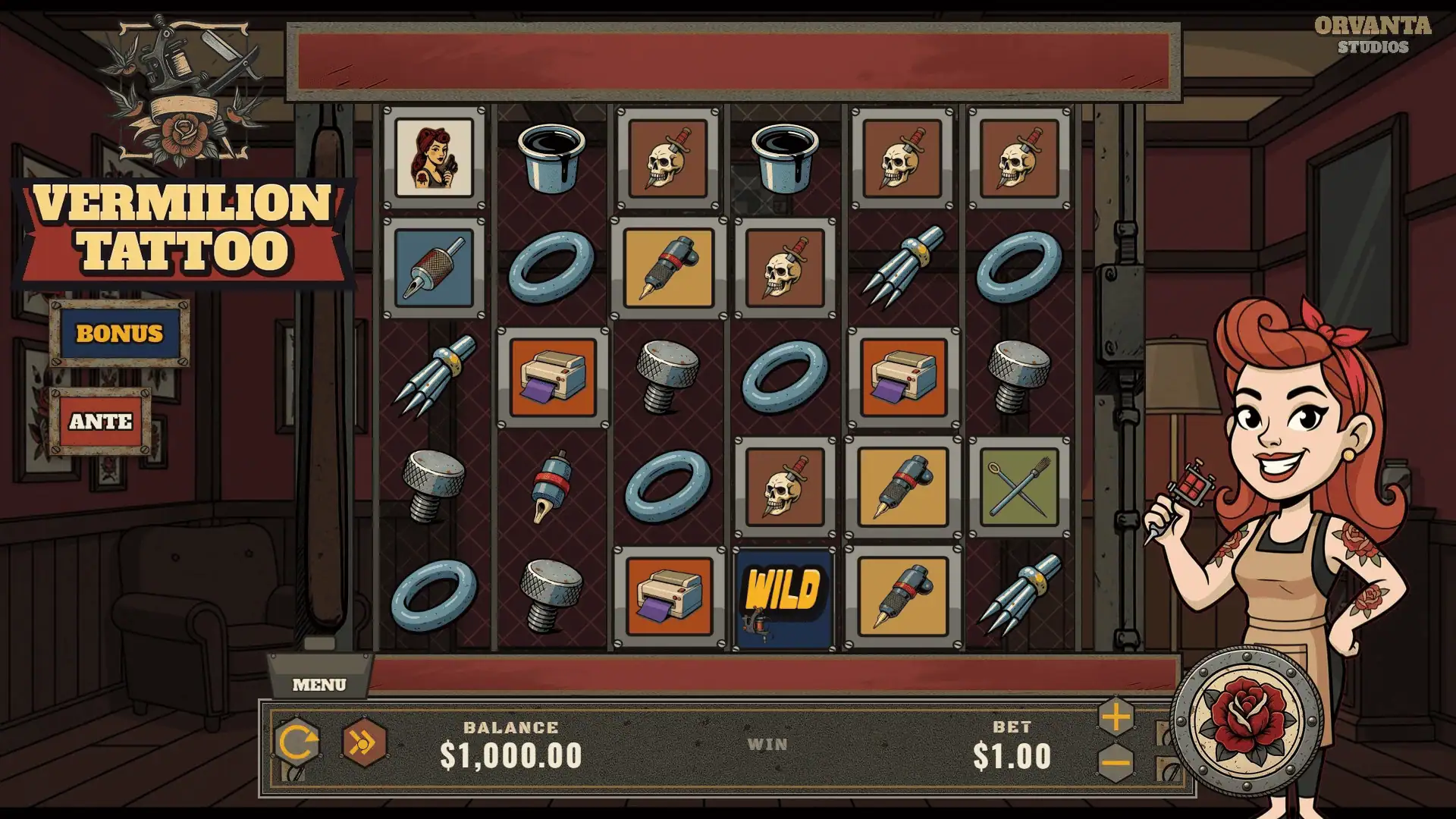 Vermilion Tatto slot gameplay reels