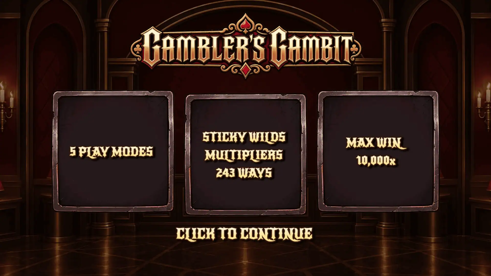 Gamblers Gambit slot intro screen