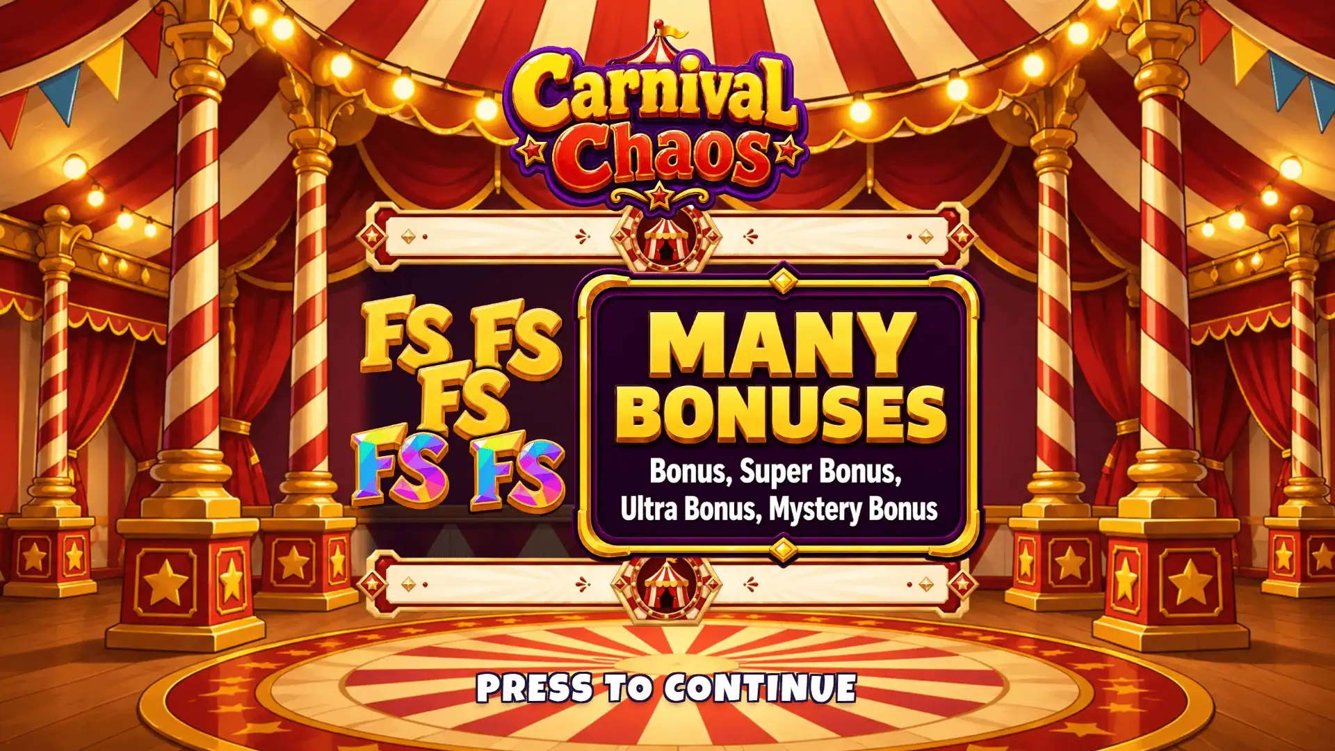 Carnival Chaos slot intro screen