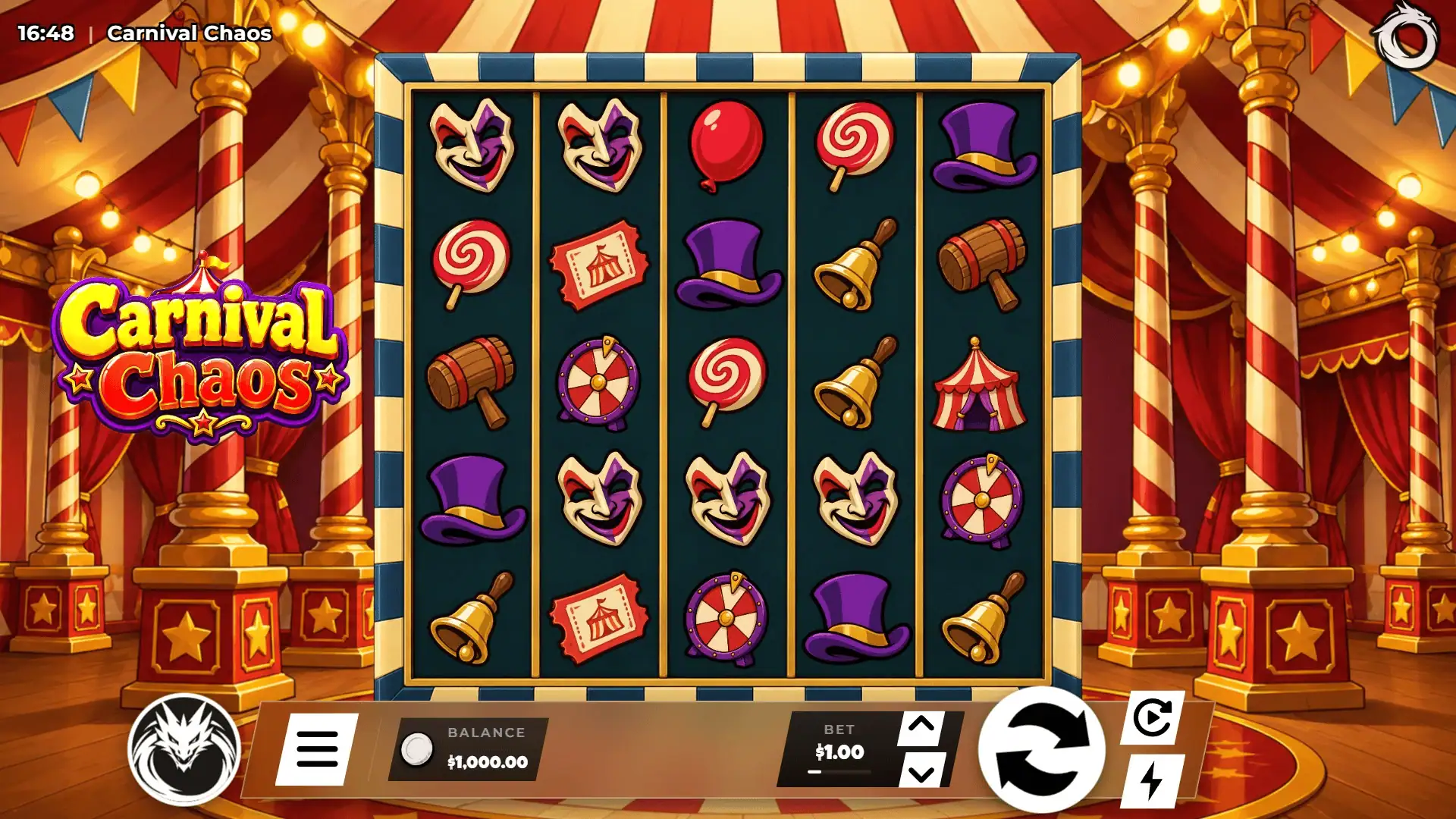Carnival Chaos slot gameplay reels