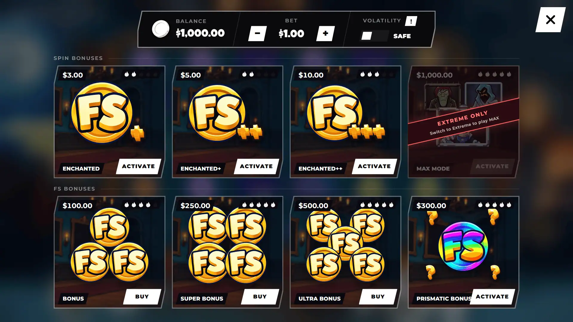 Haunted Crew bonus buy menu