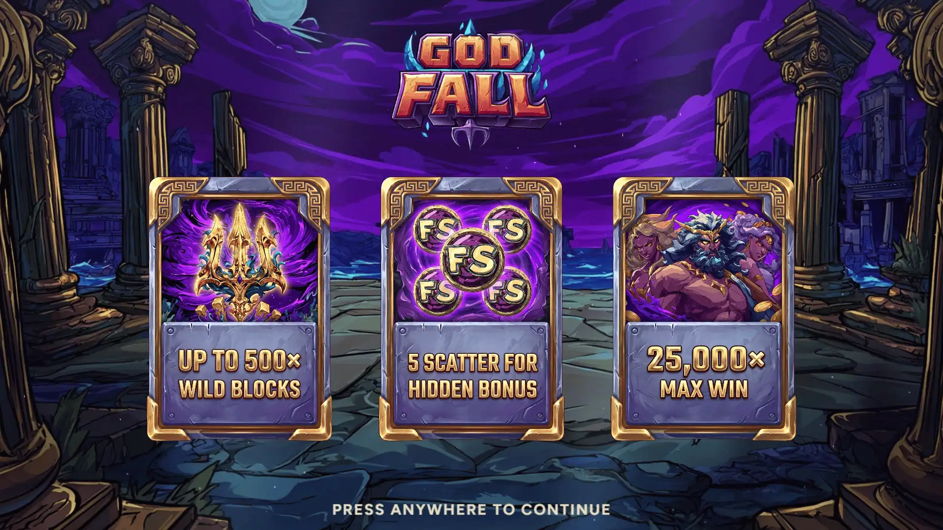 Godfall slot intro screen