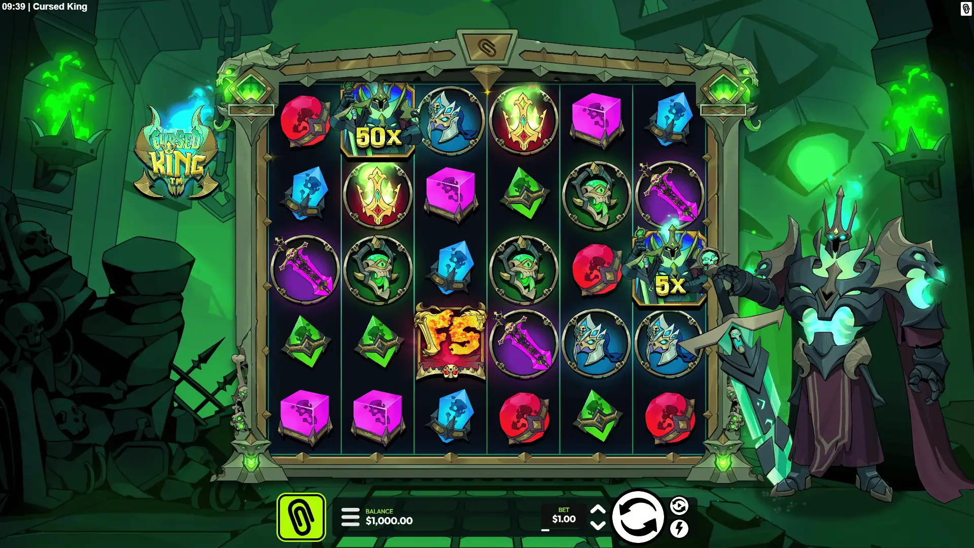 Cursed King slot gameplay reels