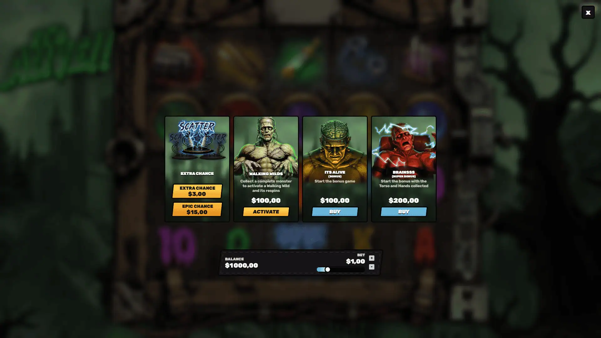 Its Alive!! bonus buy menu