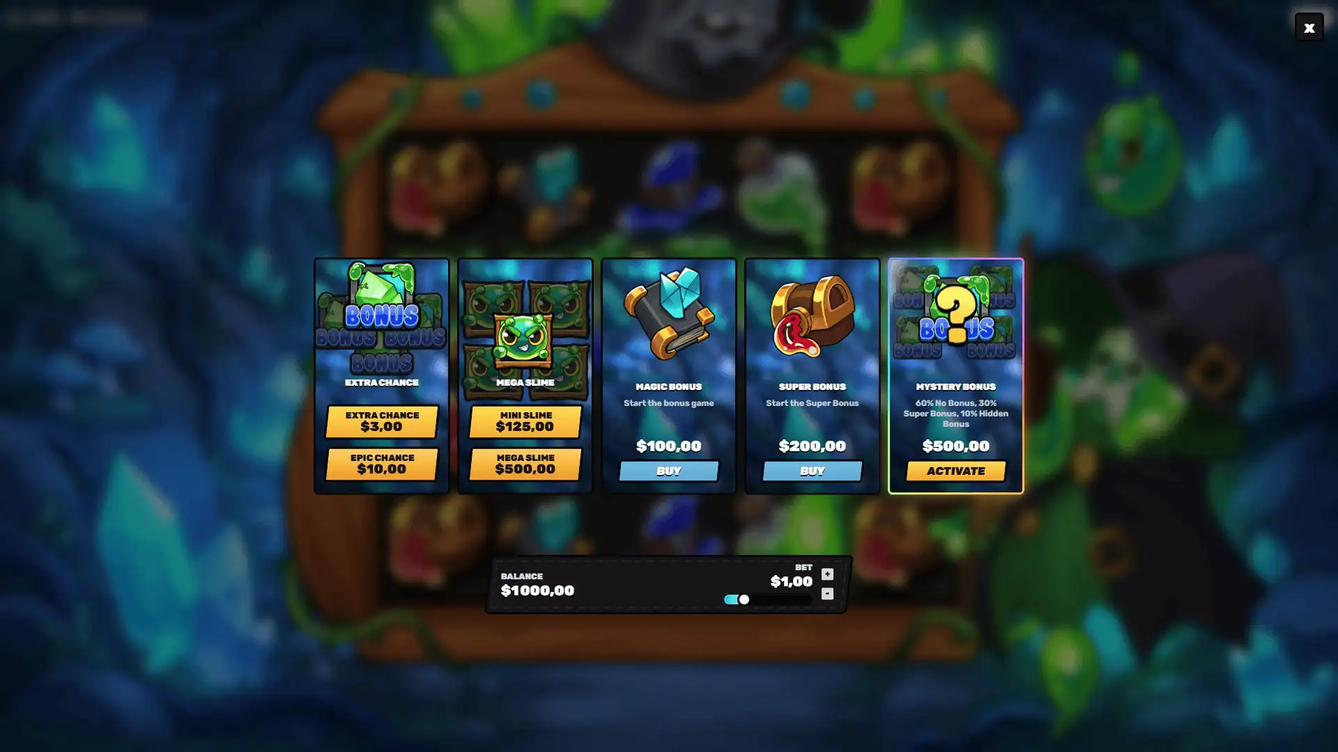 Slime Wizard bonus buy menu