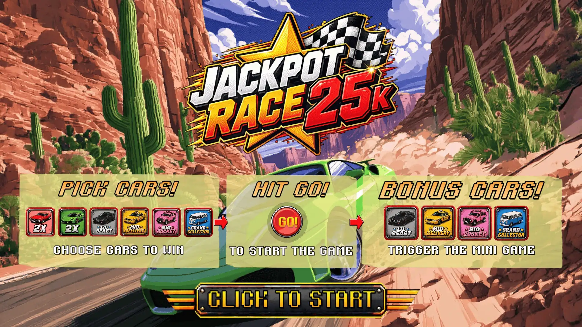 Jackpot Race 25000 slot intro screen
