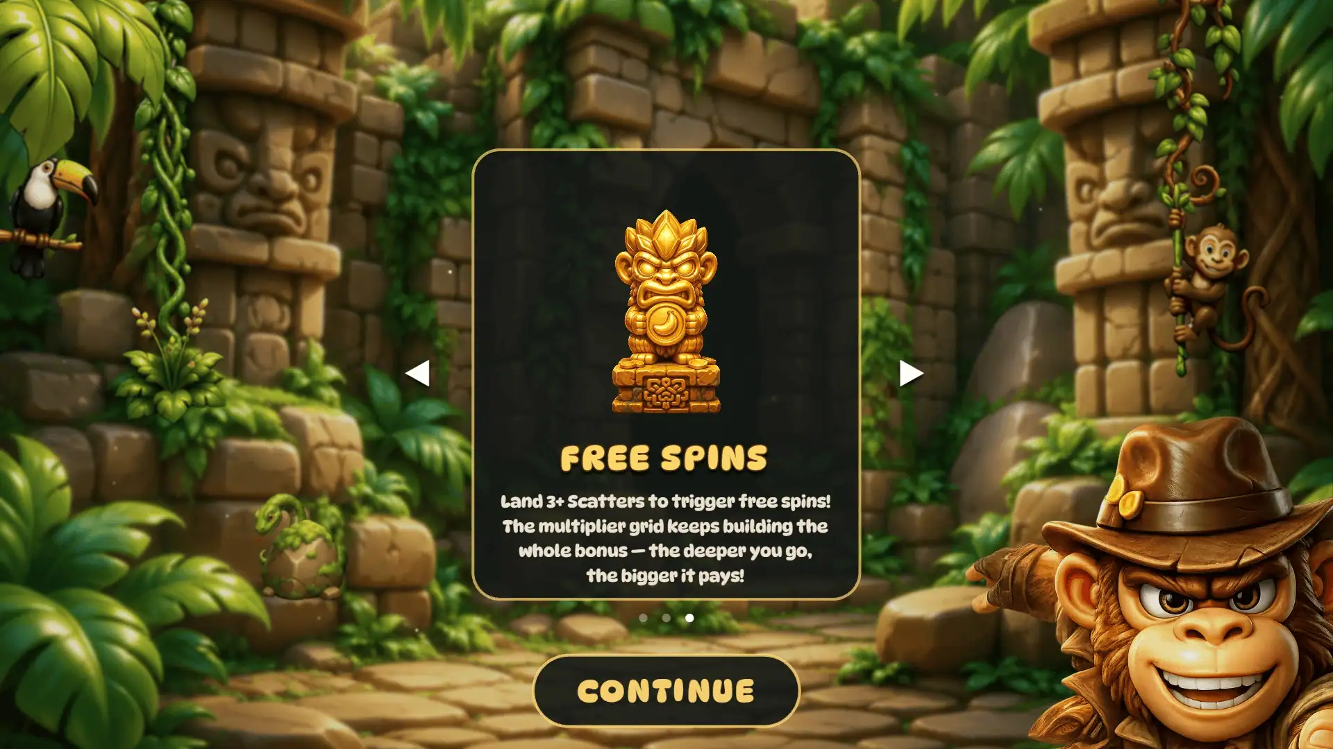 Banana Jones: Golden Peel slot intro screen