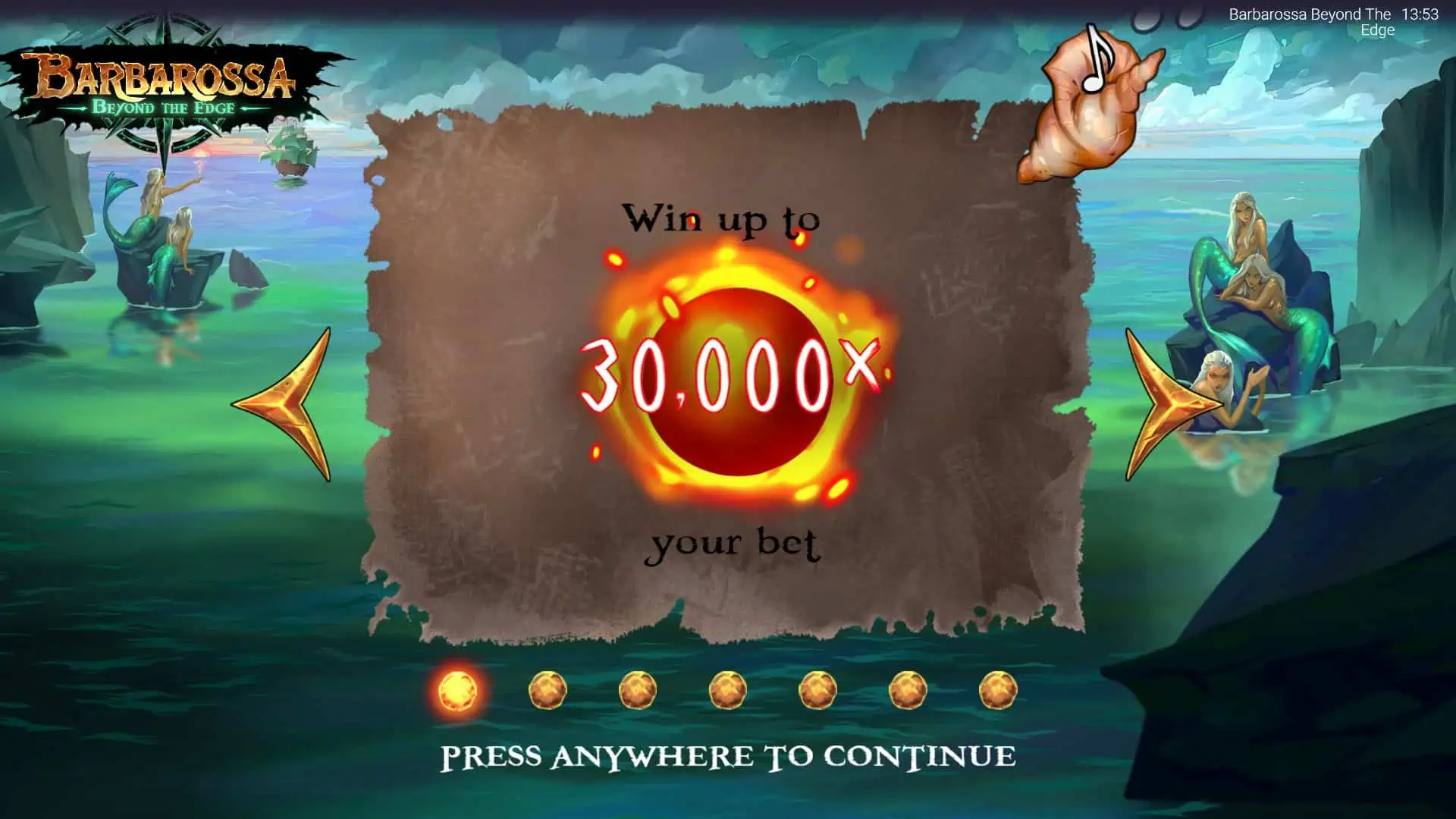 Barbarossa: Beyond the Edge slot intro screen