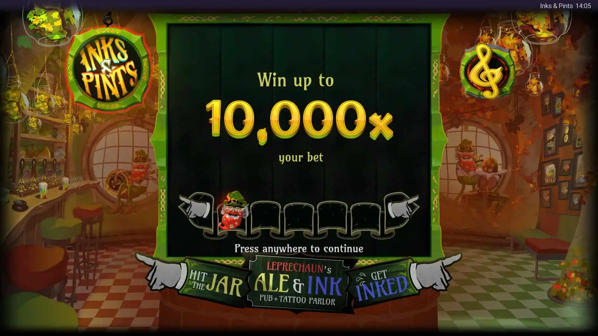 Inks & Pints slot intro screen