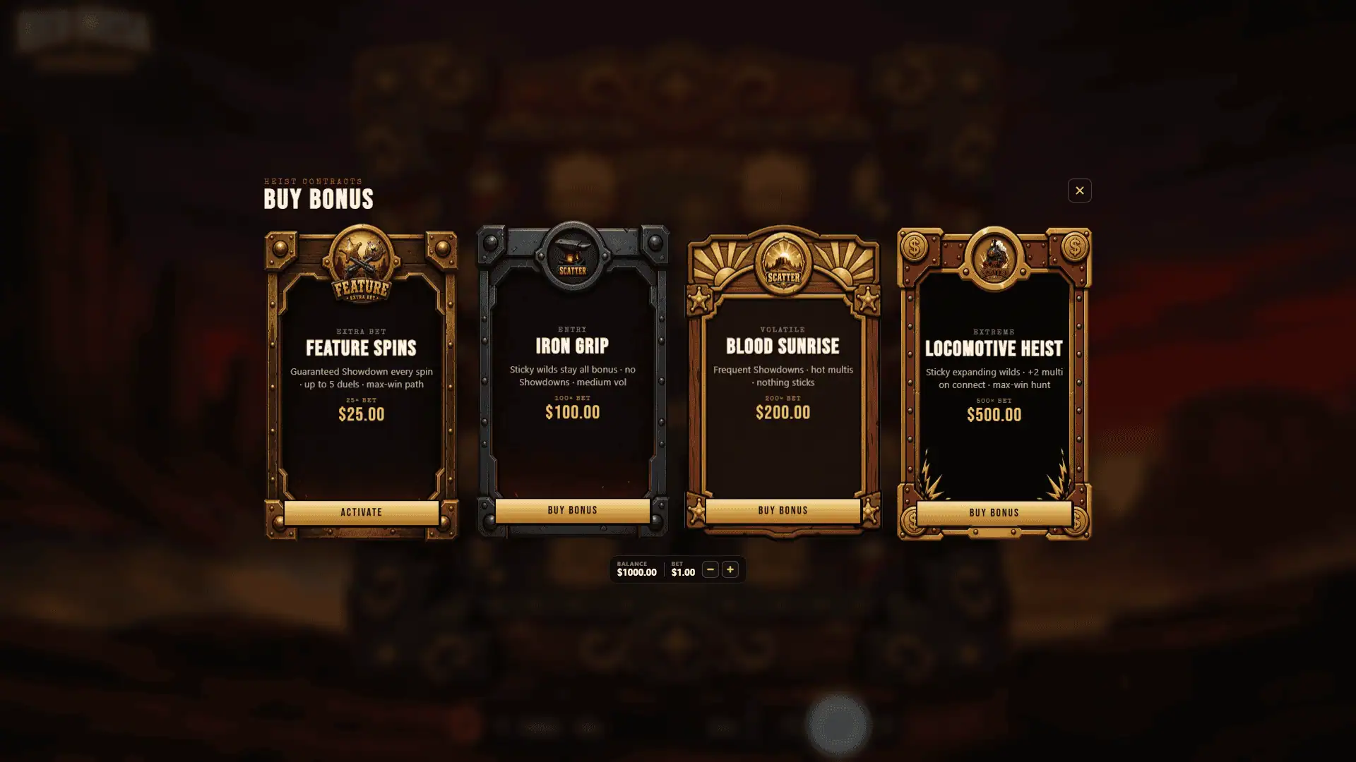Red Mesa bonus buy menu