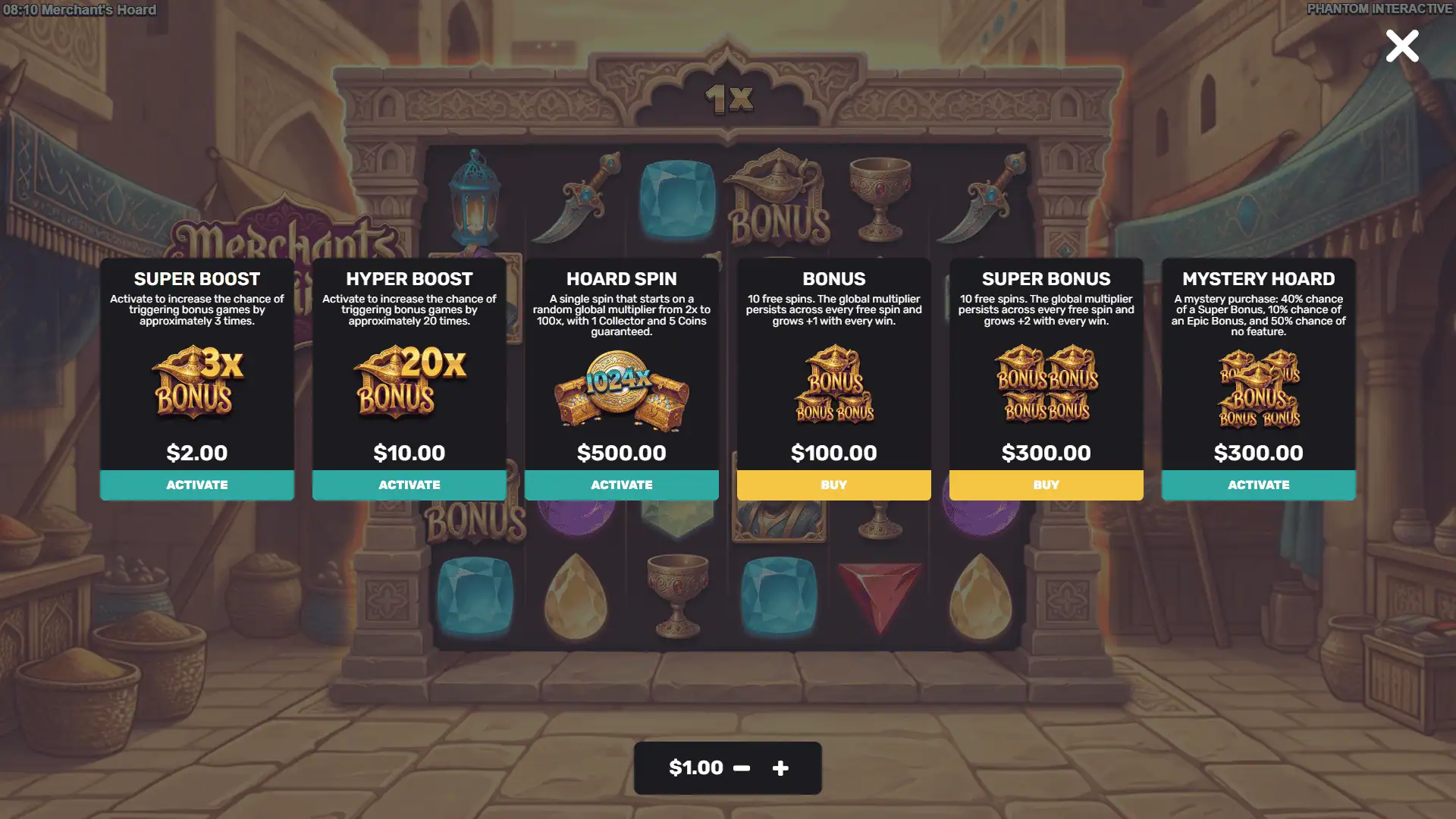 Merchants Hoard bonus buy menu