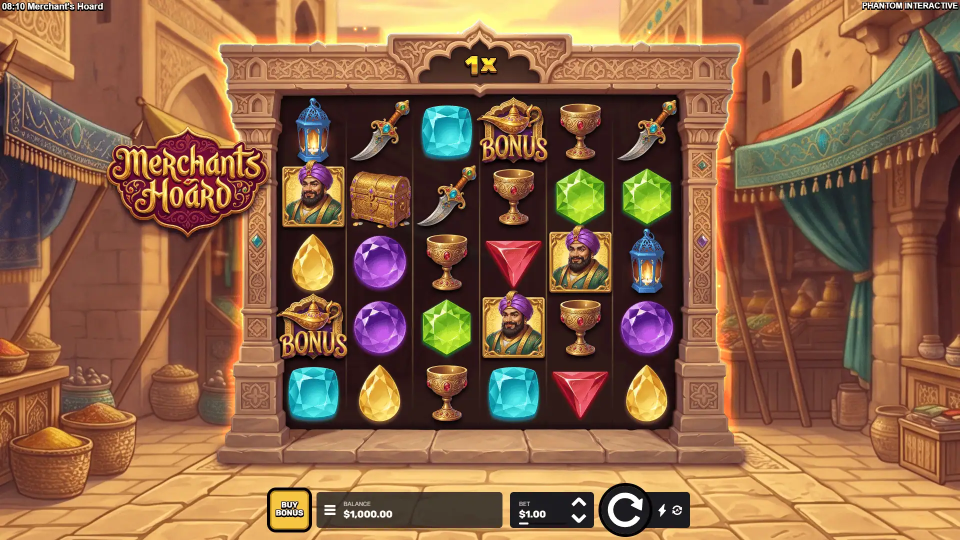 Merchants Hoard slot gameplay reels