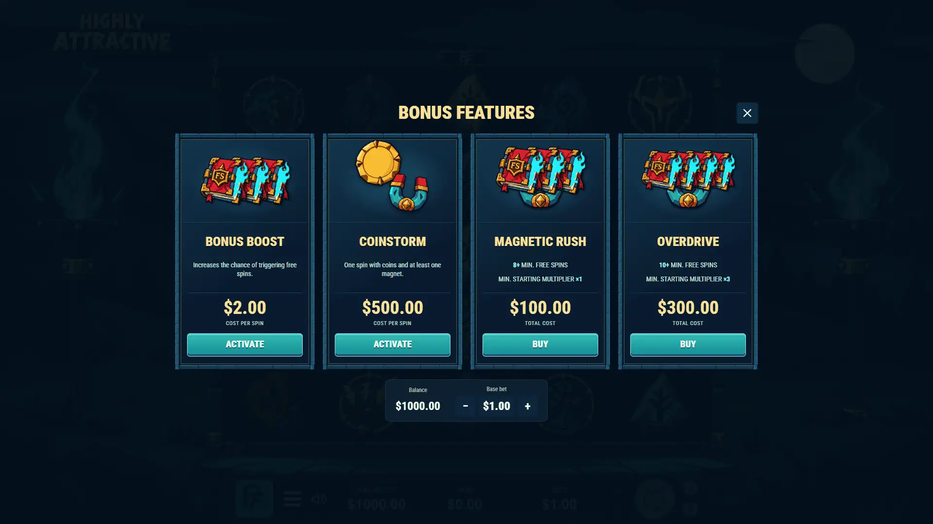 Highly Attractive bonus buy menu