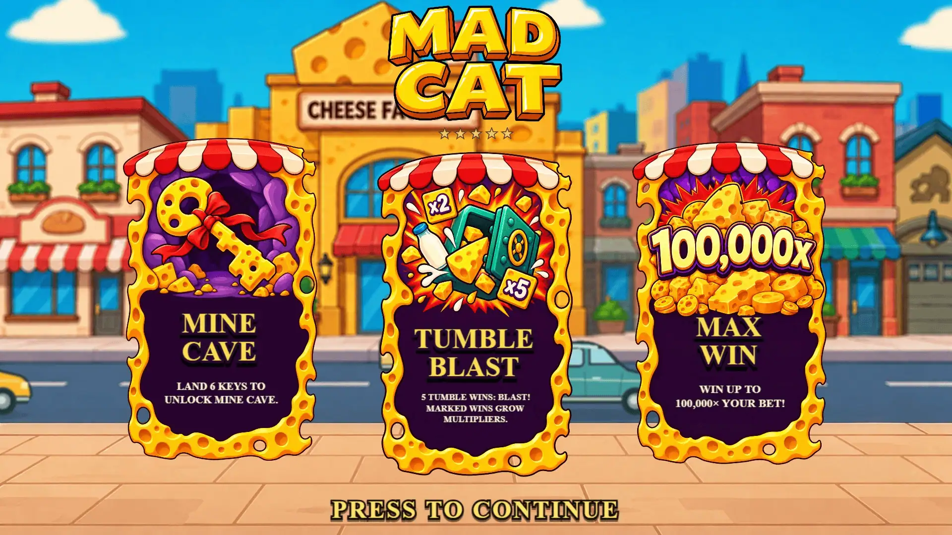 Mad Cat slot intro screen