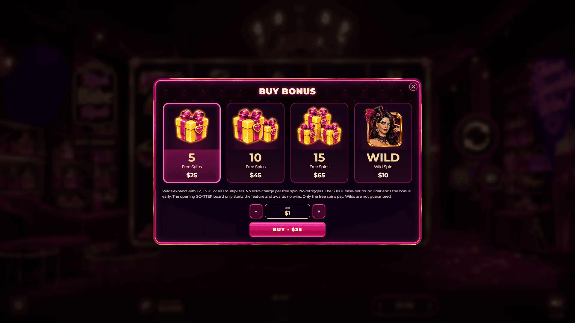 Rich Babe bonus buy menu