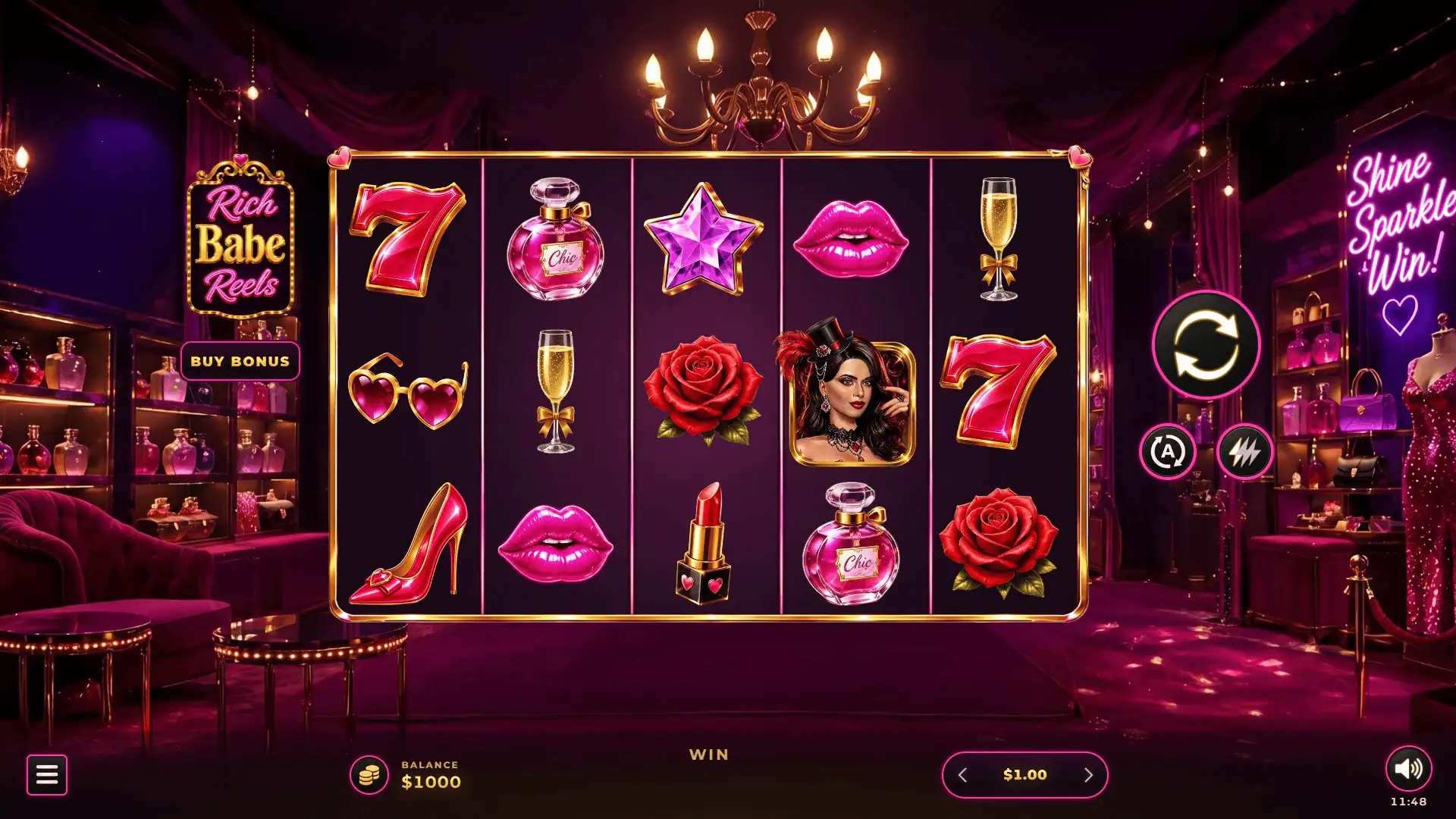 Rich Babe slot gameplay reels