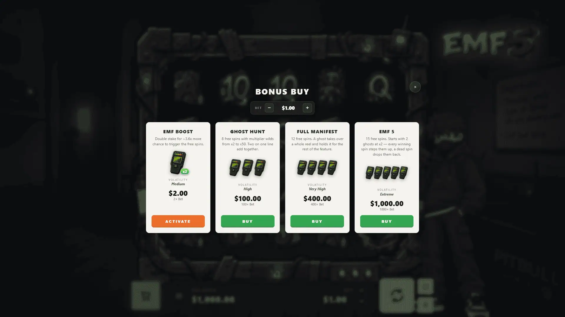 Emf 5 bonus buy menu