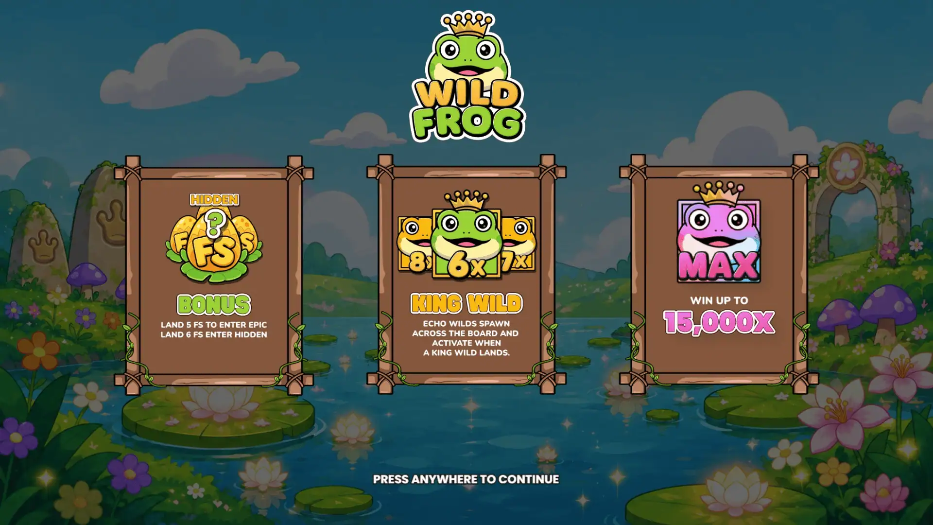 Wild Frog slot intro screen