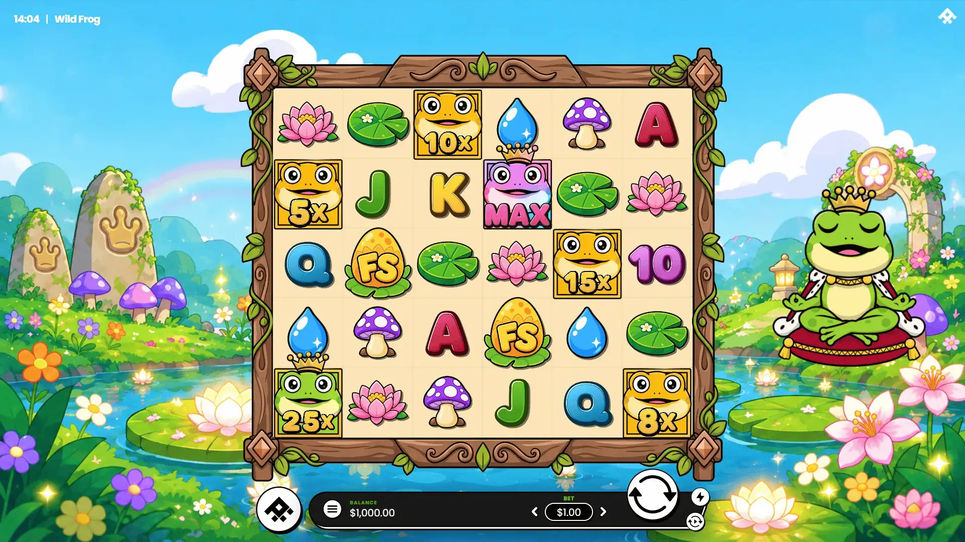Wild Frog slot gameplay reels