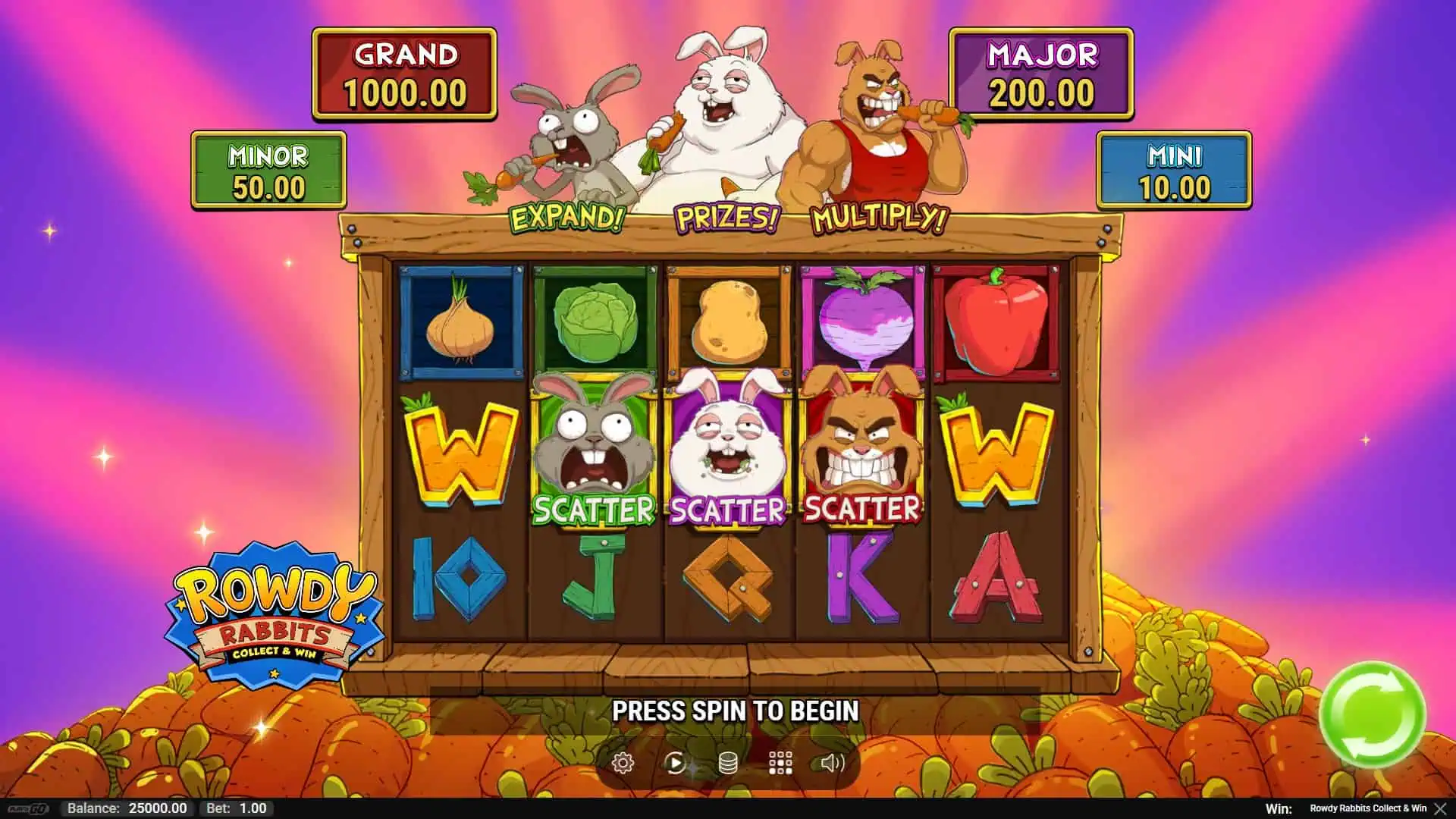 Rowdy Rabbits Collect & Win slot gameplay reels