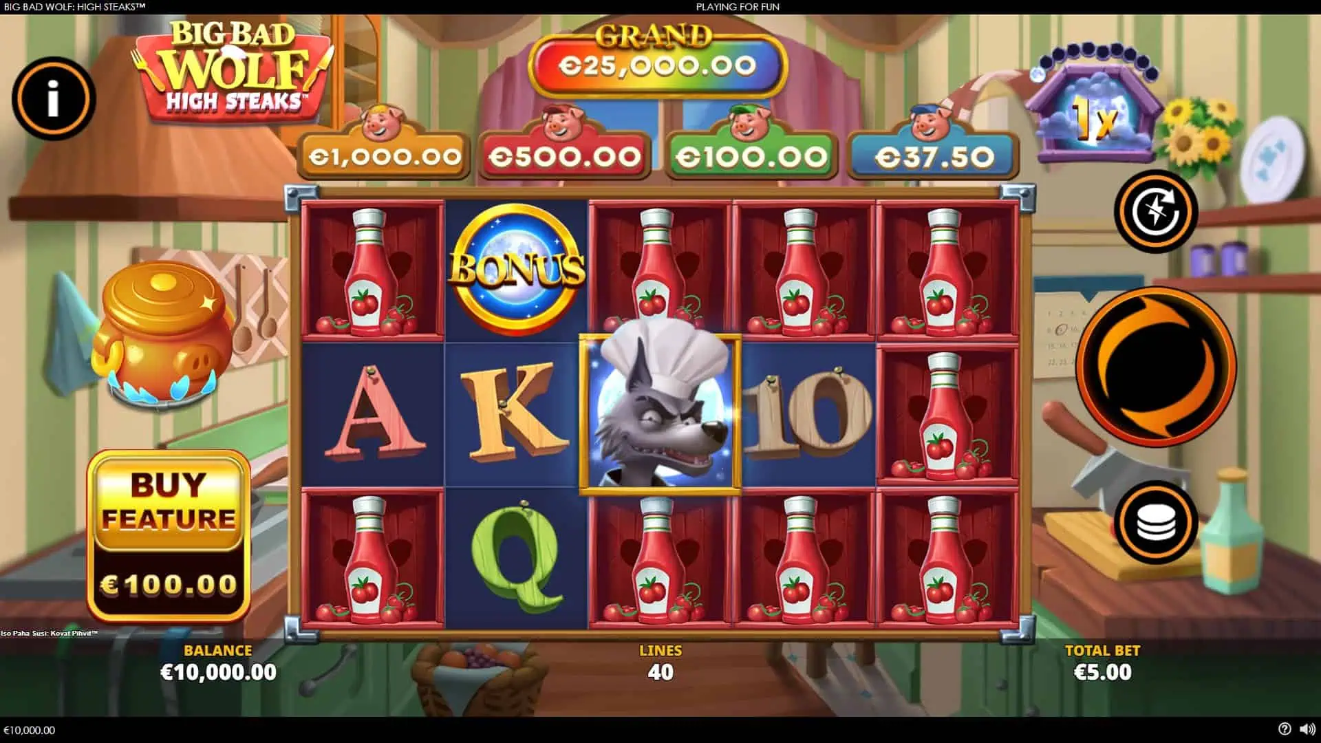 Big Bad Wolf: High Steaks slot gameplay reels