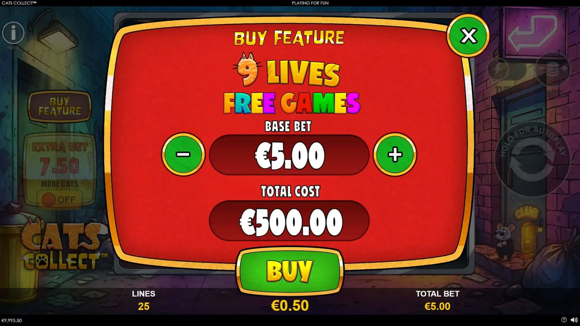 Cats Collect bonus buy menu