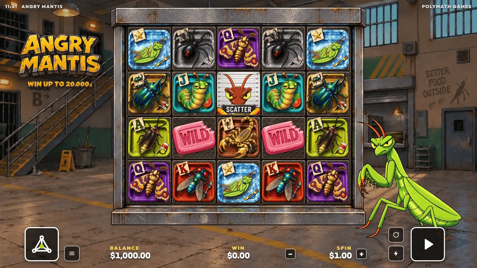 Angry Mantis slot gameplay reels