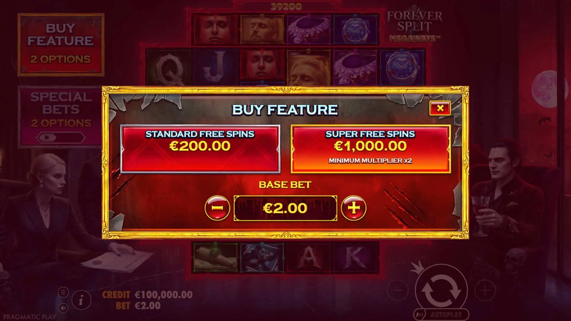 Forever Split bonus buy menu