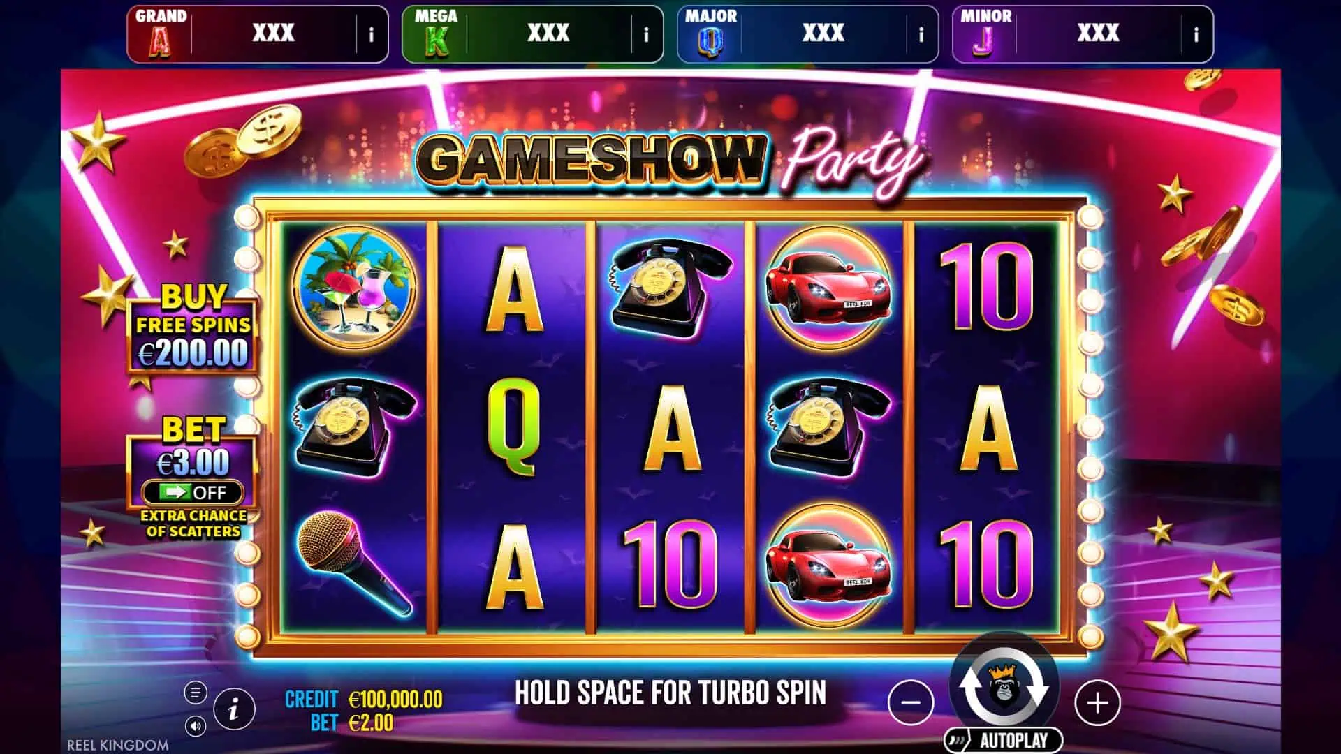 Gameshow Party Jackpot slot gameplay reels